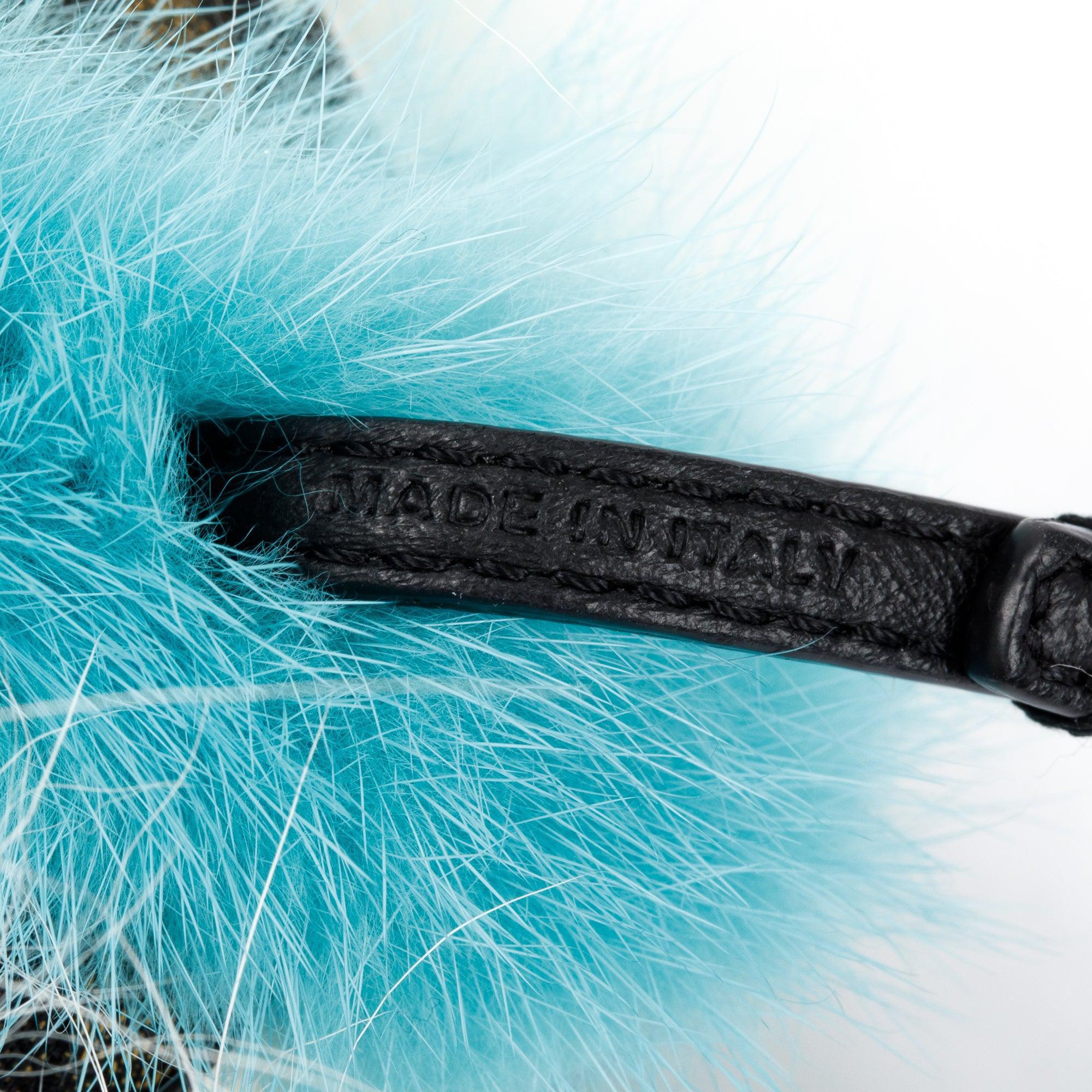 Fendi FF Zucca Canvas Mink Fox Fur Space Monkey Bag Charm w/ Box