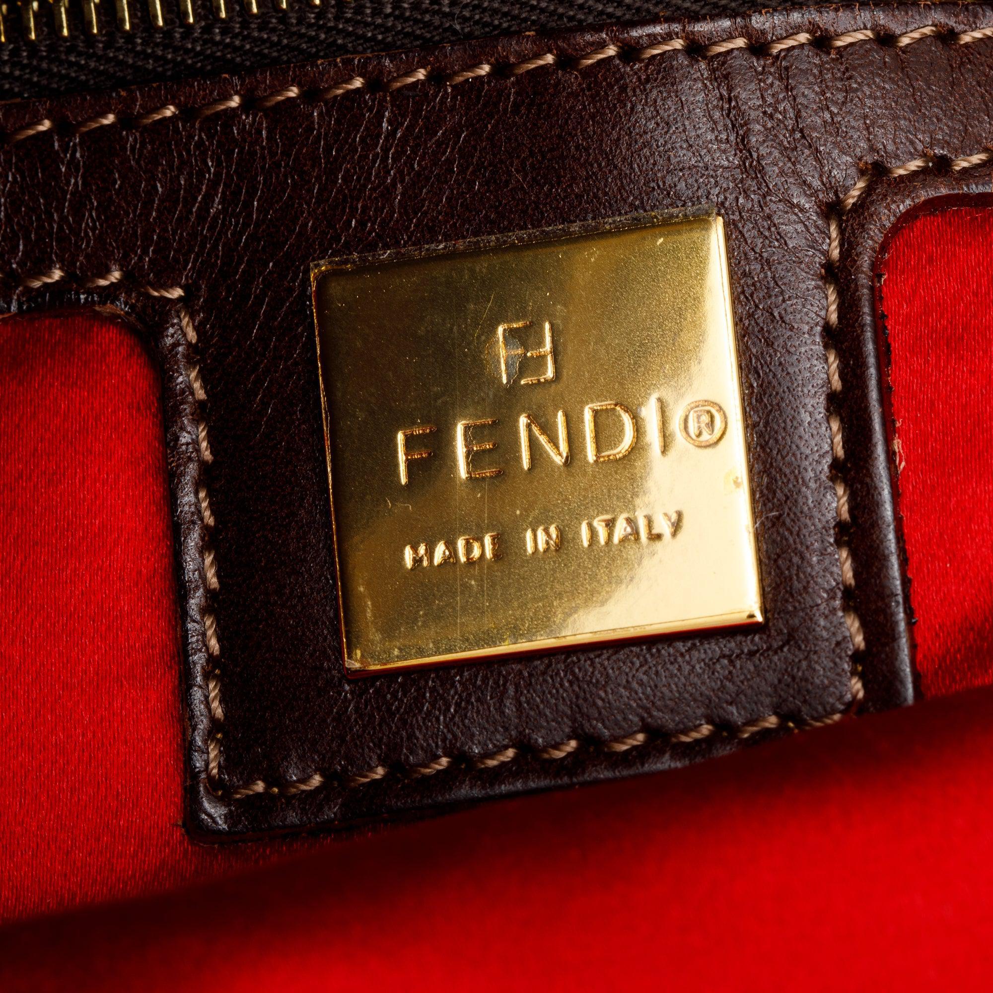 Fendi FF Zucca Floral Embroidered Beaded Mama Forever Baguette Shoulder Bag