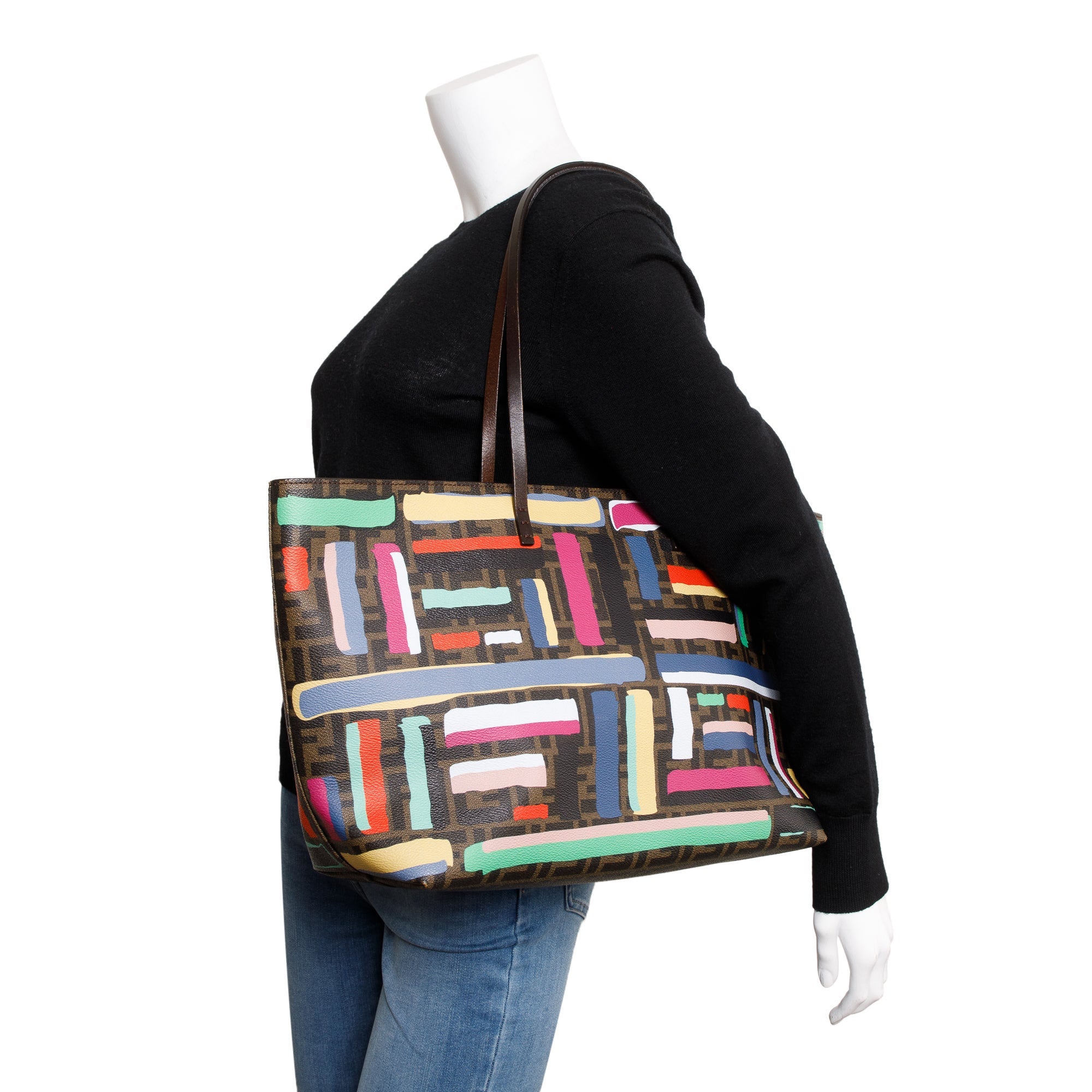 Fendi FF Zucca Spalmati Chalks Roll Tote