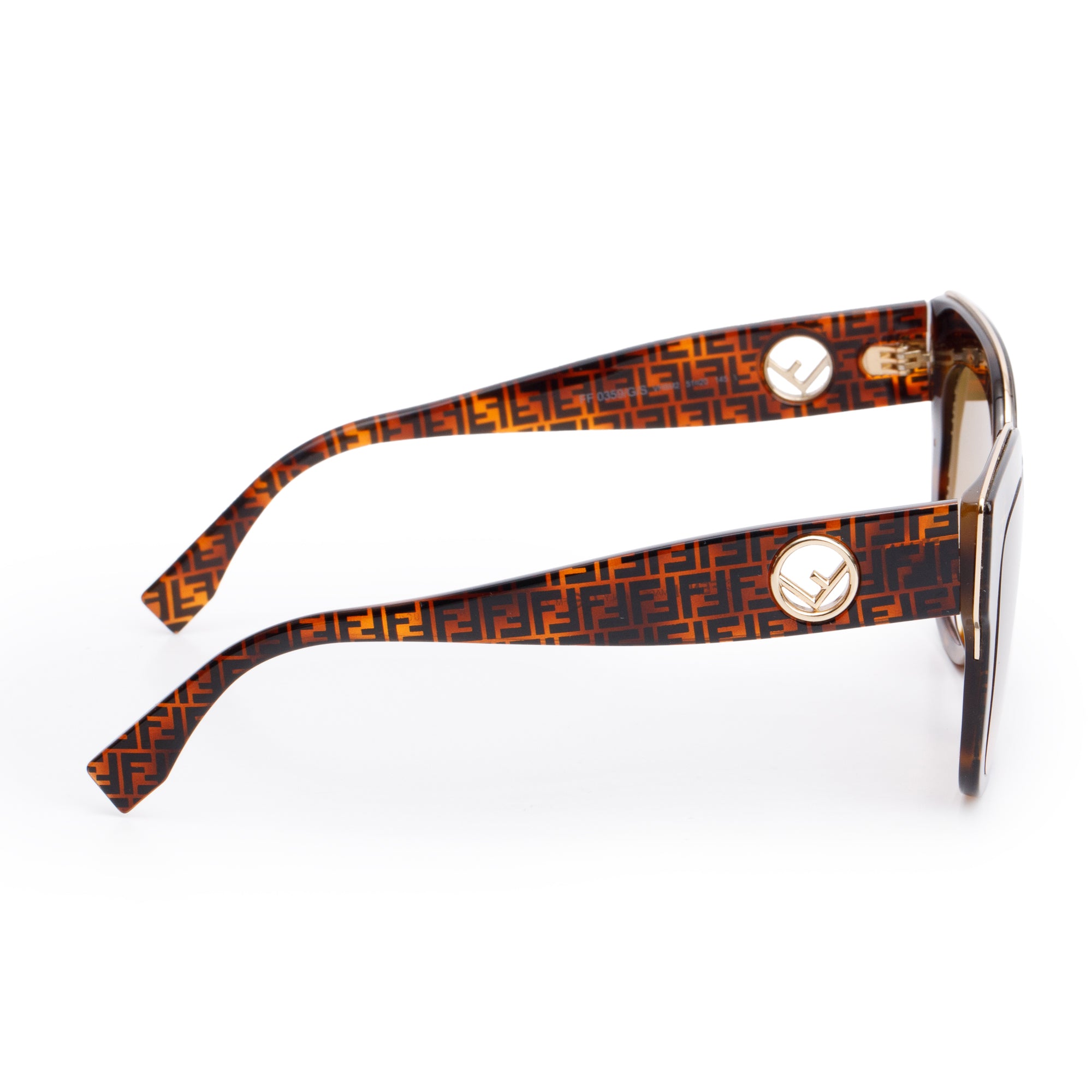 Fendi FF0359/G/S FF Zucca Havana Acetate Fendi First Square Sunglasses w/ Case & Authenticity Card
