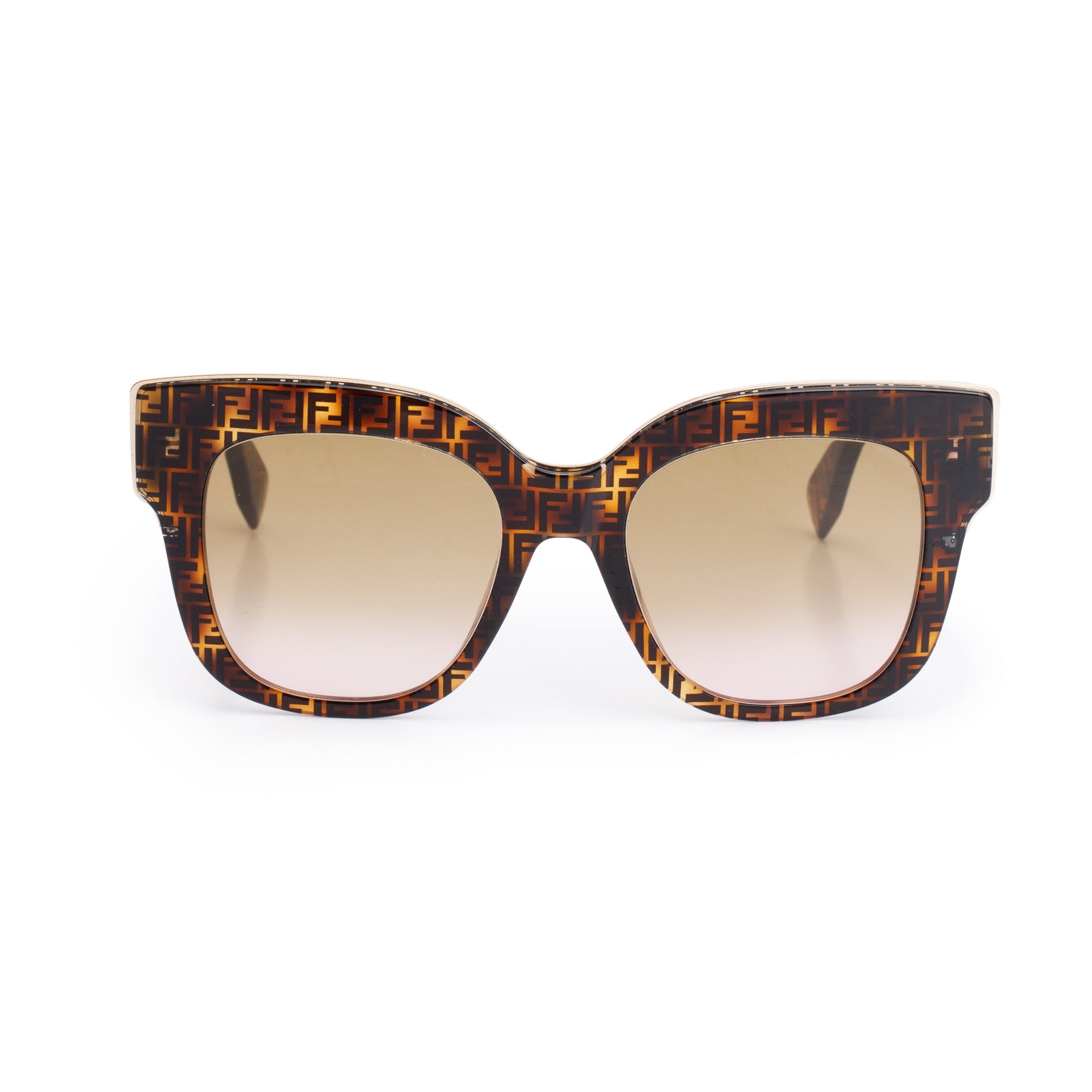 Fendi FF0359/G/S FF Zucca Havana Acetate Fendi First Square Sunglasses w/ Case & Authenticity Card