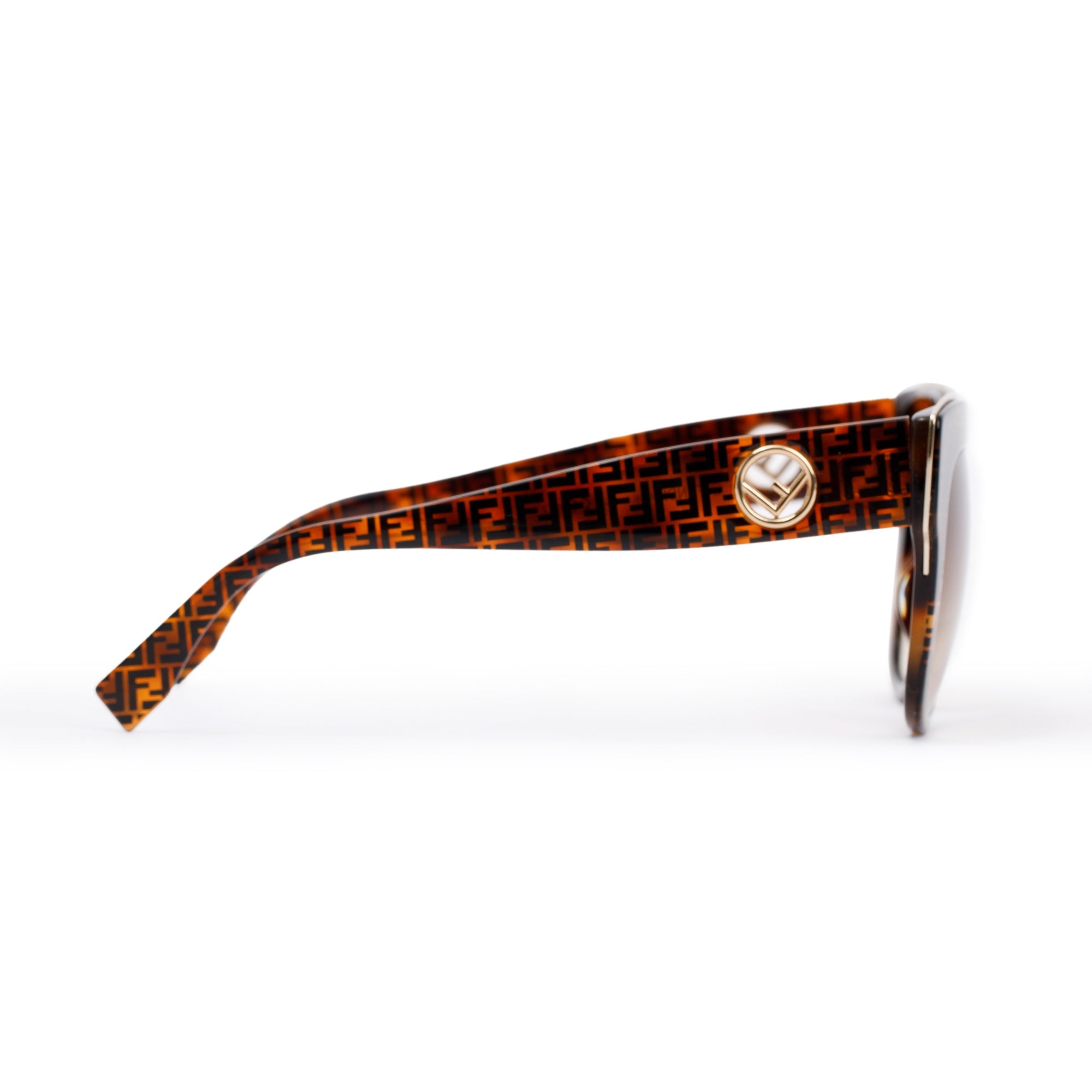 Fendi FF0359/G/S Havana Acetate Zucca FF Logo Oversize Sunglasses