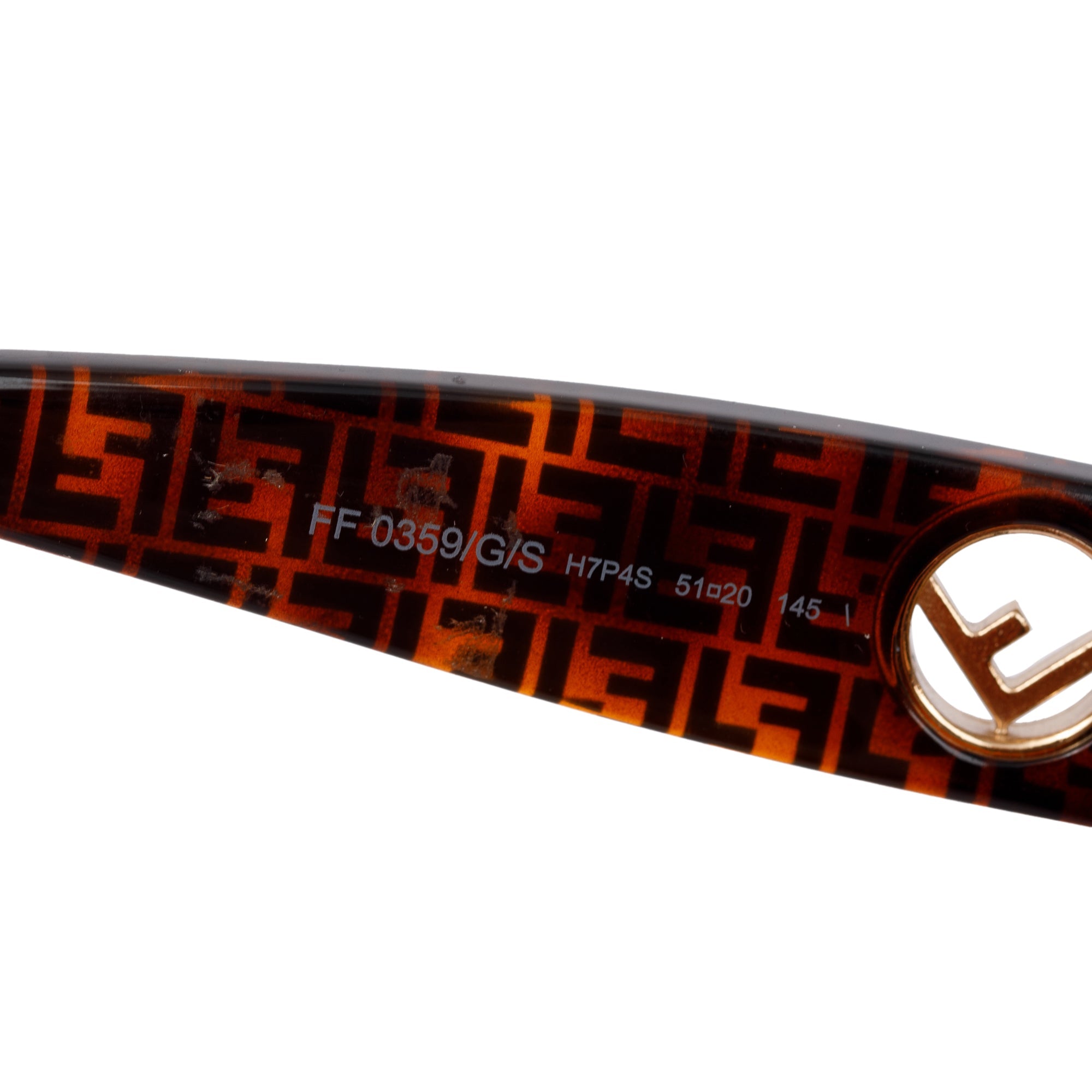 Fendi FF0359/G/S Havana Acetate Zucca FF Logo Oversize Sunglasses