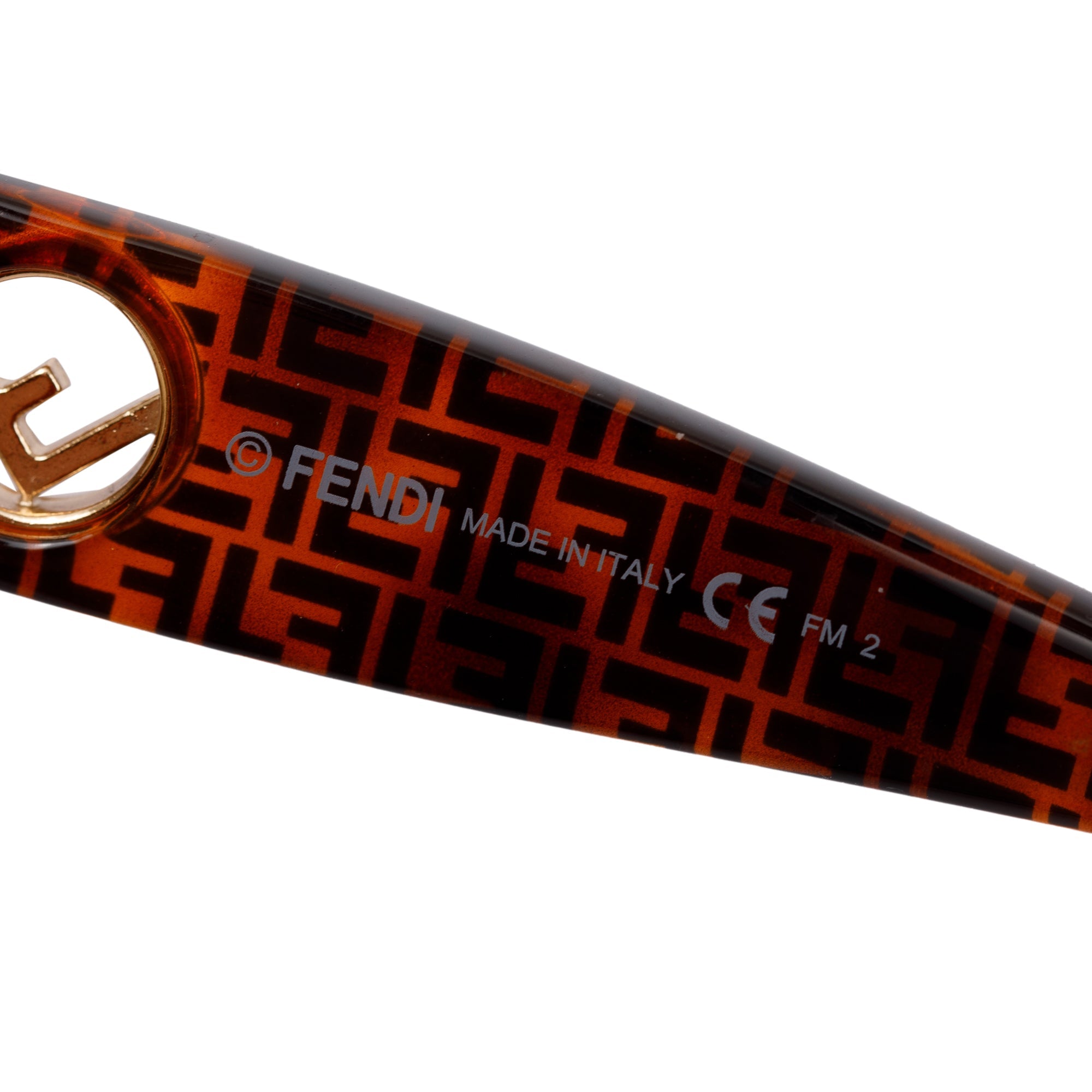 Fendi FF0359/G/S Havana Acetate Zucca FF Logo Oversize Sunglasses