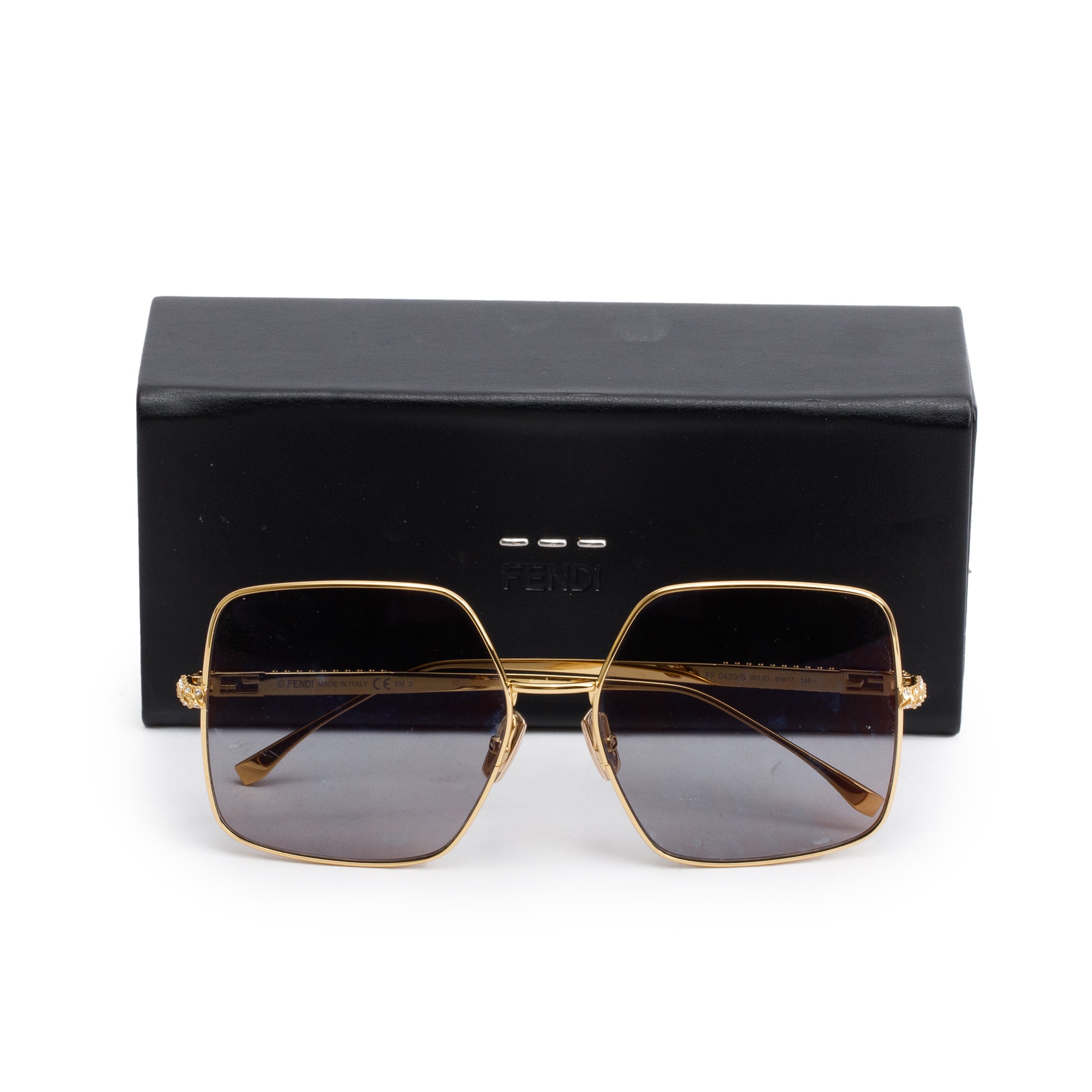 Fendi Gold-Tone Metal F is Fendi FF 0439/S Square Sunglasses w/ Case