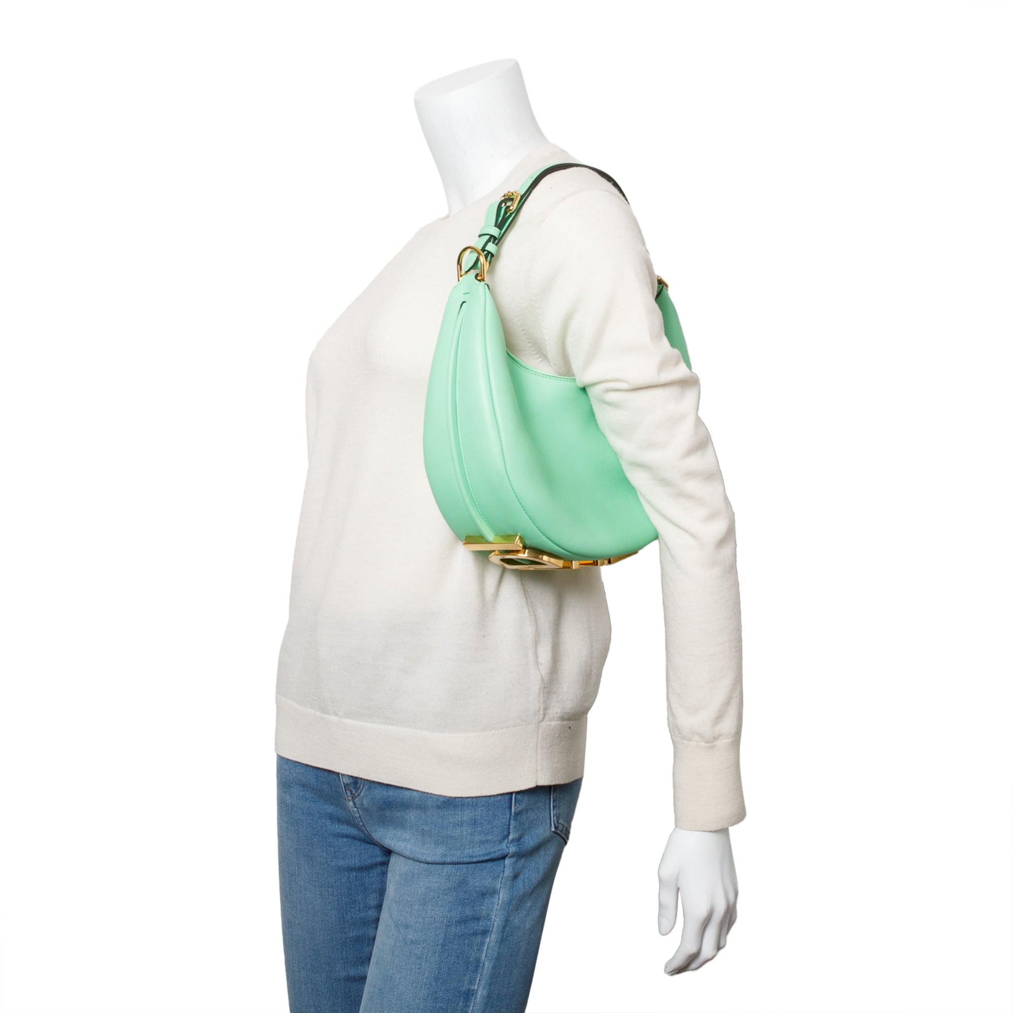 Fendi Green Calf Leather Small Fendigraphy Bag w/ Box