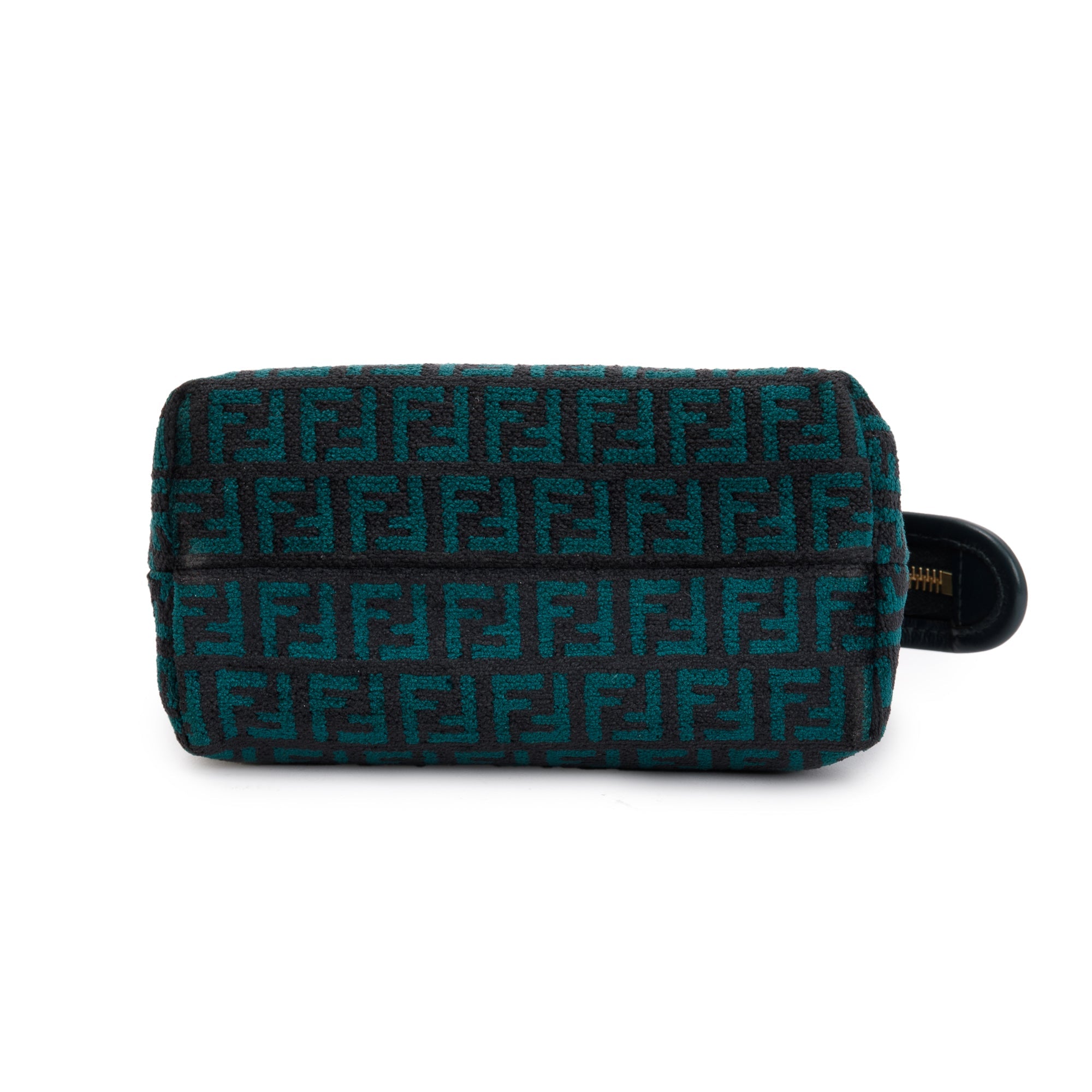 Fendi Green FF Motif Tapestry Fabric By the Way Mini Boston Bag w/ Strap & Box