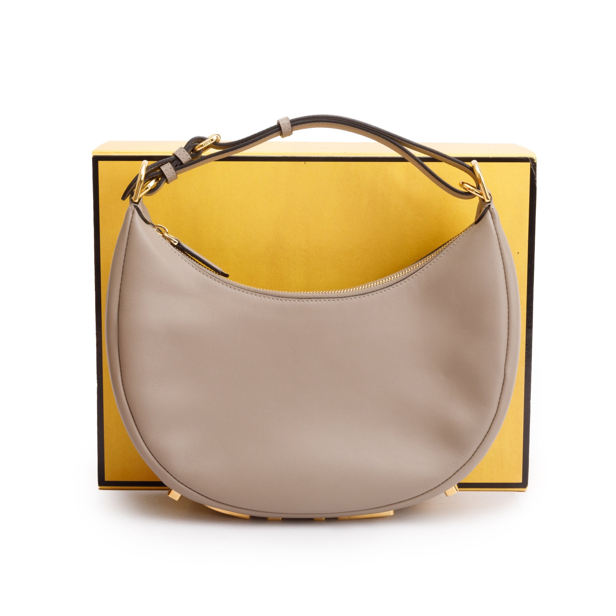 Fendi Grey Calf Leather Small Fendigraphy Bag w/ Box & Receipt