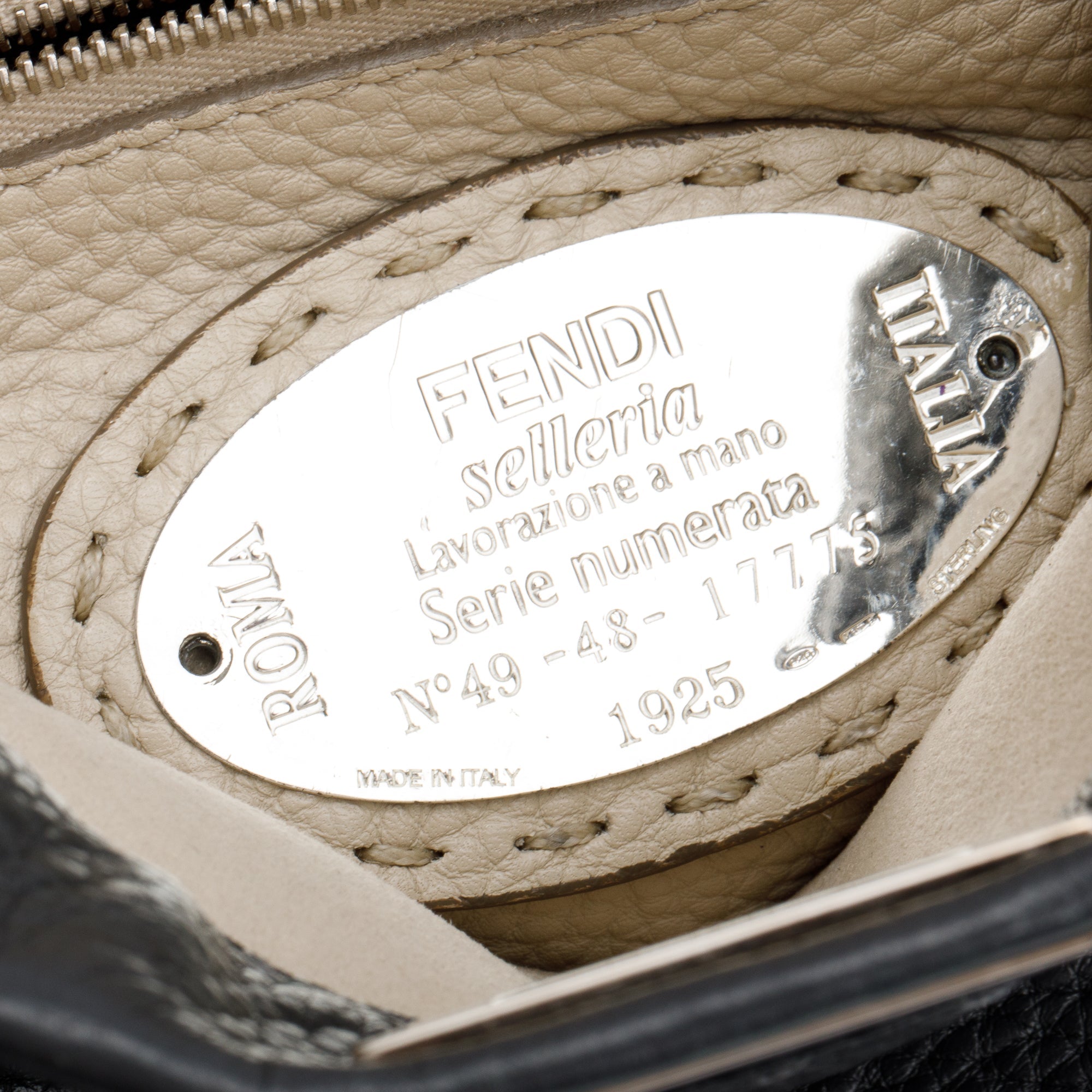 Fendi Grey Calfskin Leather Mini Selleria Peekaboo Bag w/ Strap