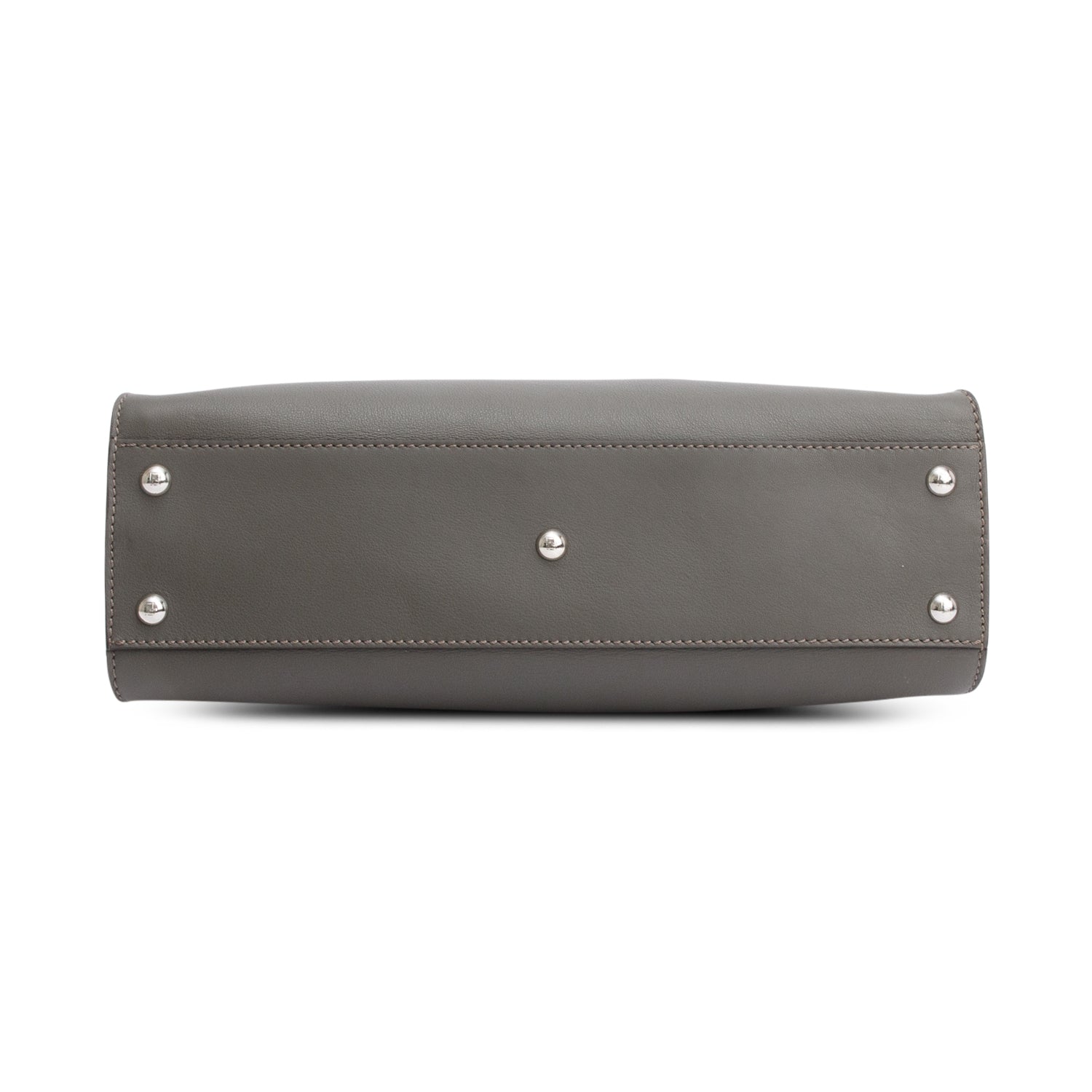 Fendi Grey Calfskin Leather Python Trim Medium Peekaboo Bag w/ Strap