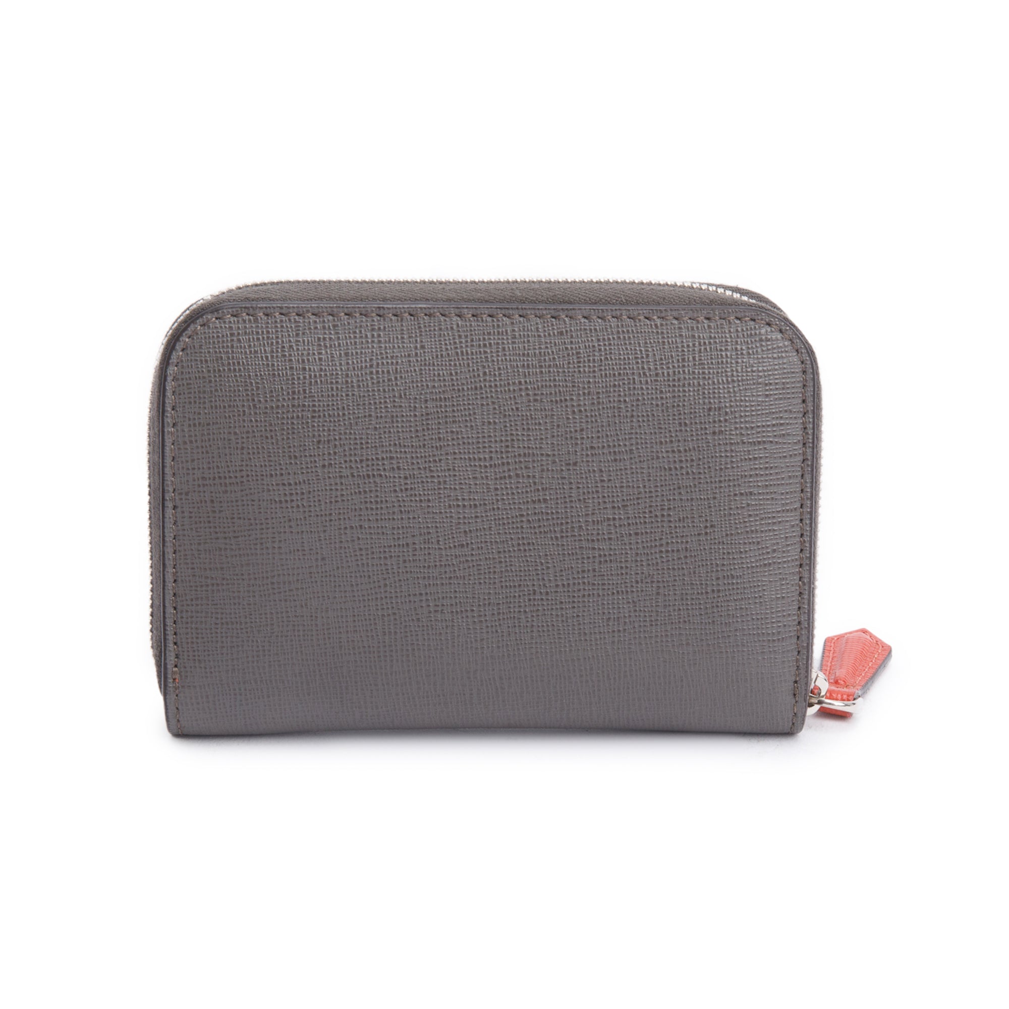 Fendi Grey & Multicolor Vitello Elite Leather Monster Eye Compact Zipped Wallet w/ Box