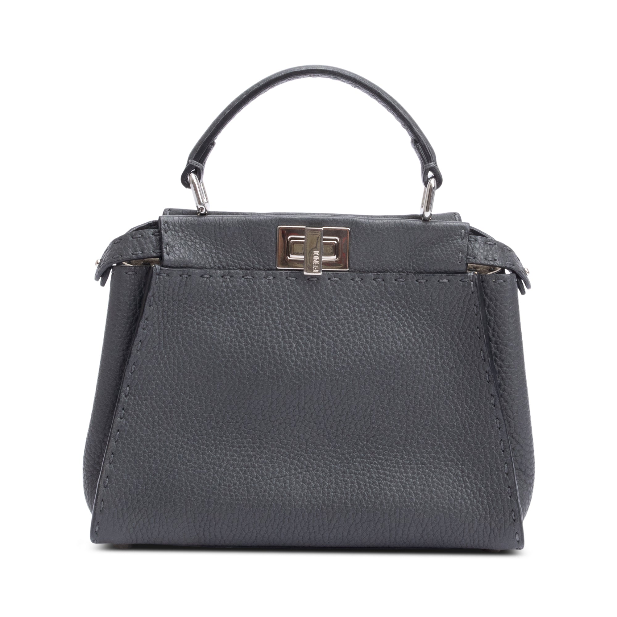 Fendi Grey Romano Selleria Mini Peekaboo Bag w/ Strap