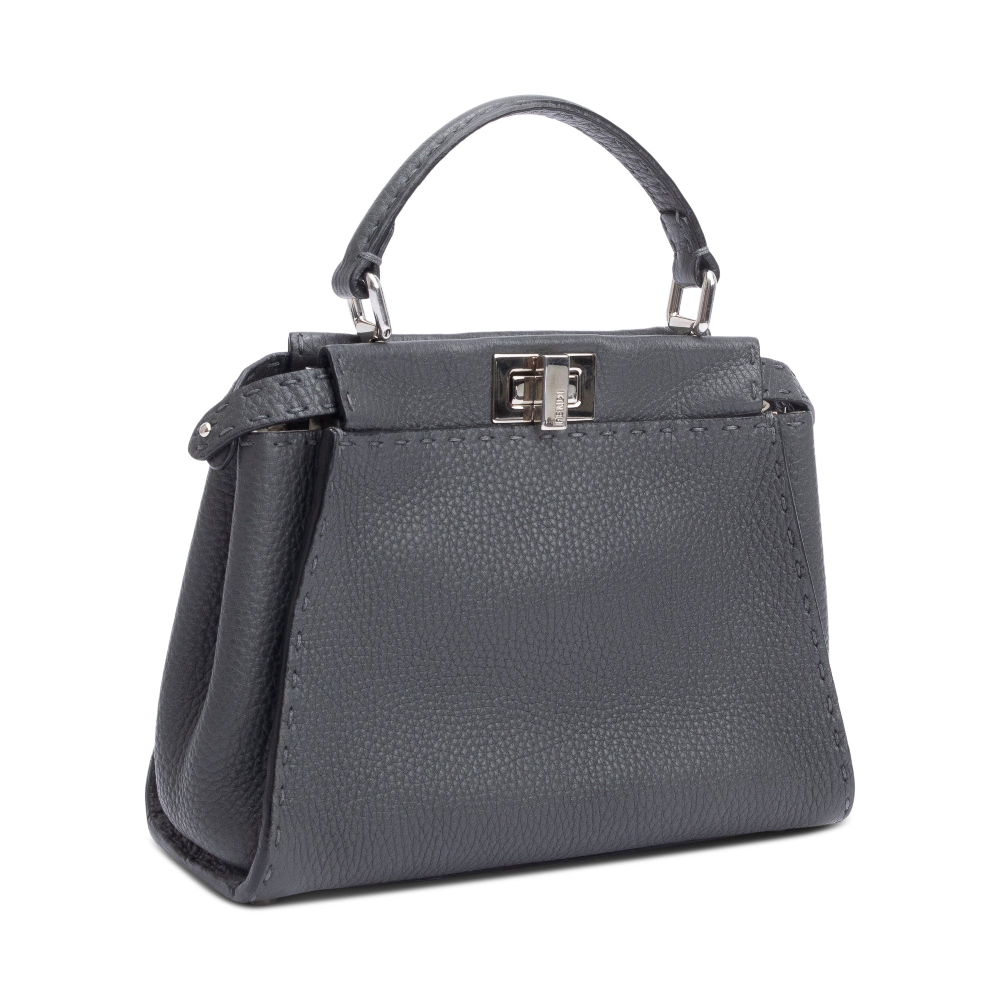 Fendi Grey Romano Selleria Mini Peekaboo Bag w/ Strap