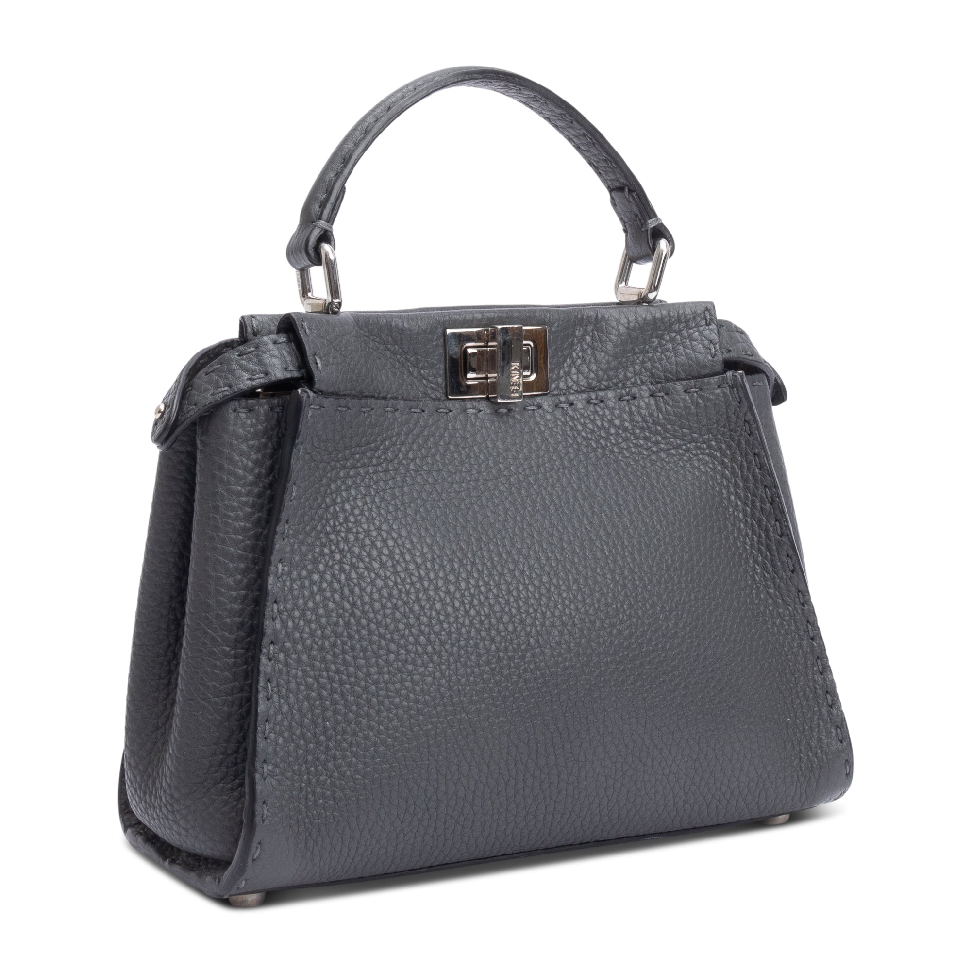 Fendi Grey Romano Selleria Mini Peekaboo Bag w/ Strap