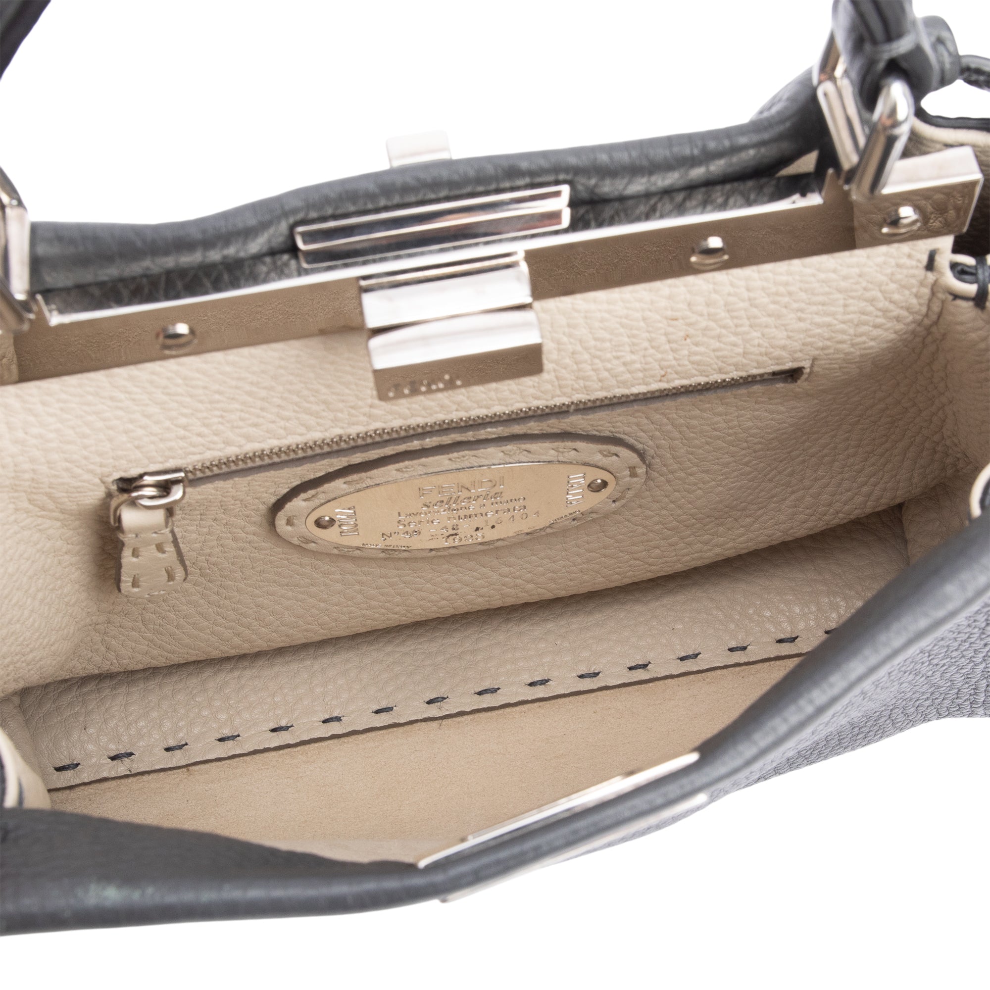 Fendi Grey Romano Selleria Mini Peekaboo Bag w/ Strap