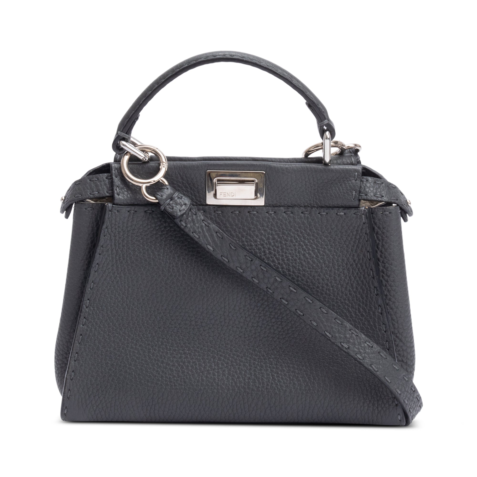 Fendi Grey Romano Selleria Mini Peekaboo Bag w/ Strap