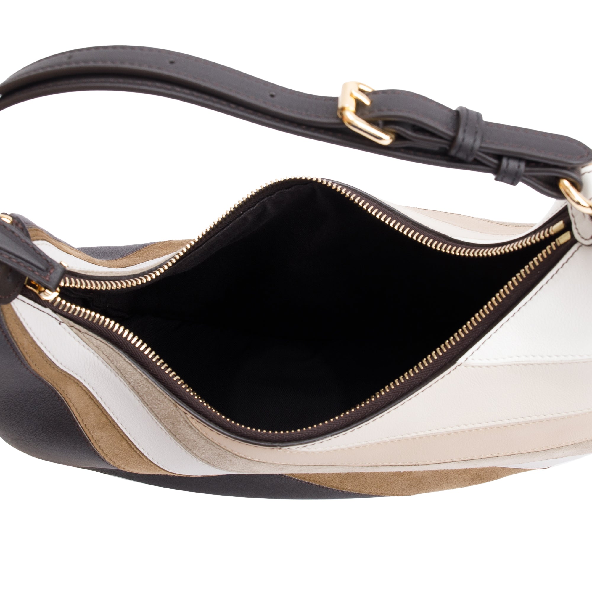 Fendi Grigio Multicolor Ebano Vitello Seta Suede Goatskin Small Rainbow Fendigraphy Bag w/ Box