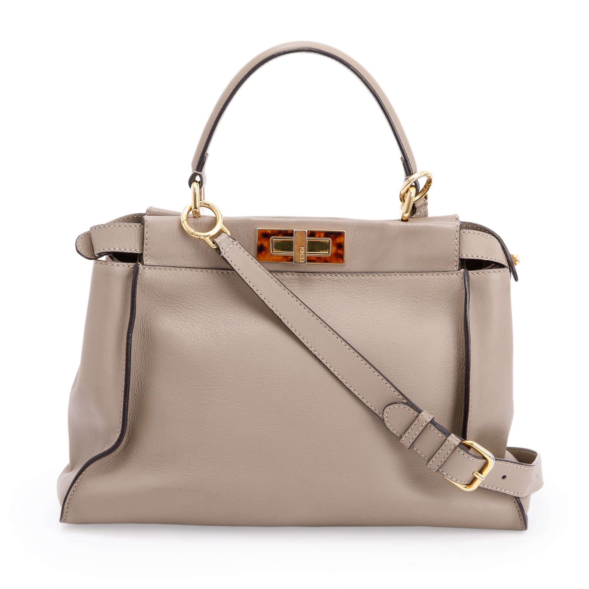 Fendi Medium Peekaboo Bag with Tortoise Detail w/ Strap