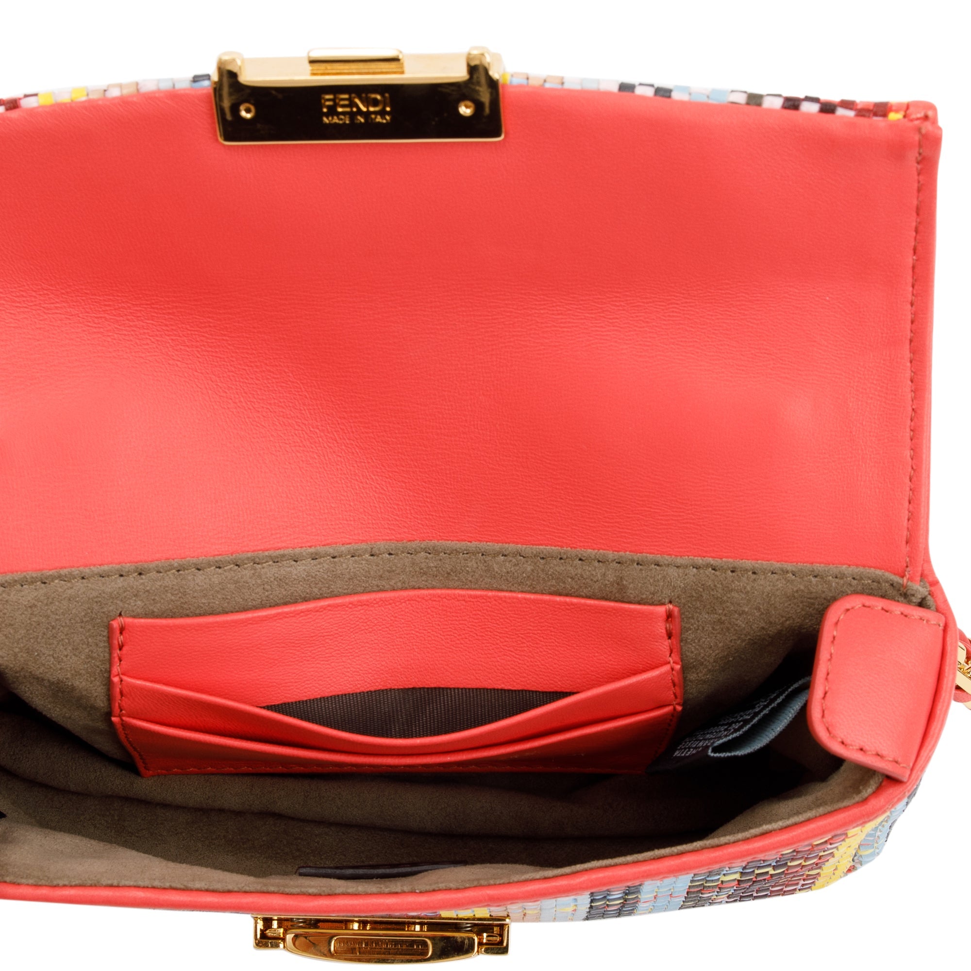 Fendi Multicolor Rosa Ecstacy Woven Nappa Intrecciato Mini Be Baguette Crossbody