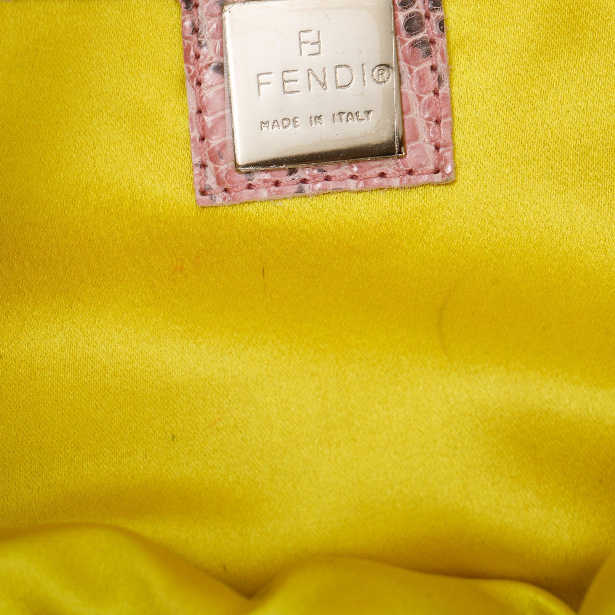 Fendi Multicolour Lizard Embroiderd Flower Baguette Shoulder Bag