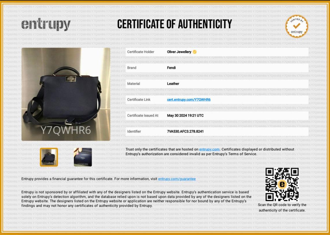 Fendi Navy Calfskin Leather Mini Peekaboo ISeeU Bag w/ Strap & Pouch