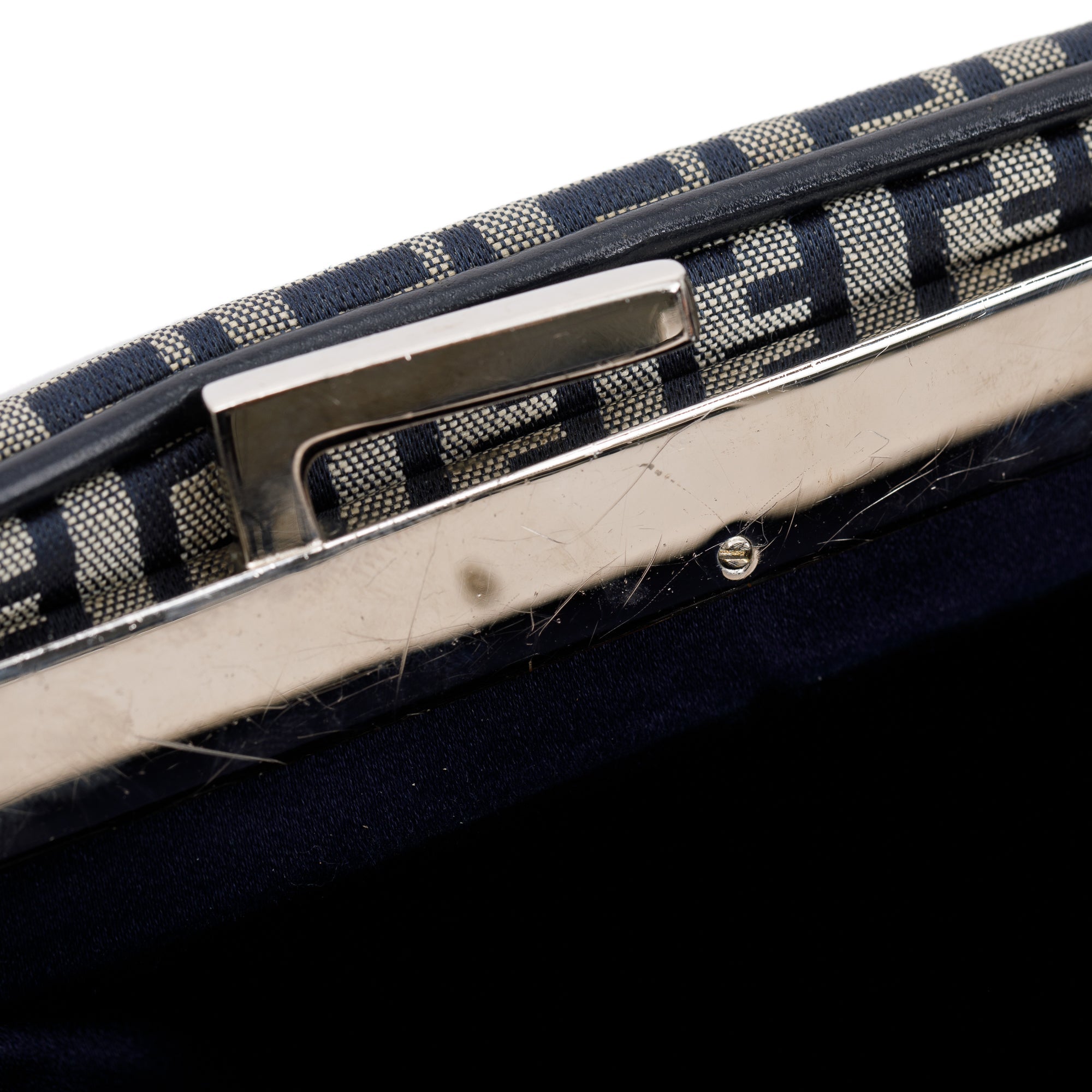 Fendi Navy FF Zucchino Canvas Leather Trimmed Mini Tote