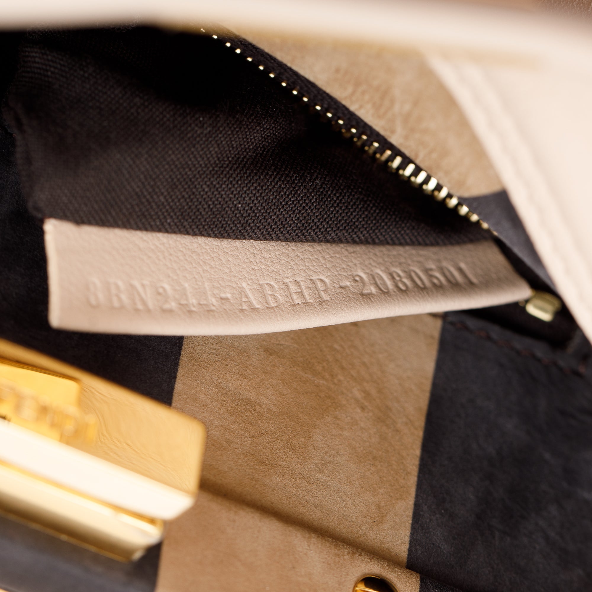 Fendi Neutral Calfskin Leather Floral Inlay Mini Peekaboo Bag w/ Strap