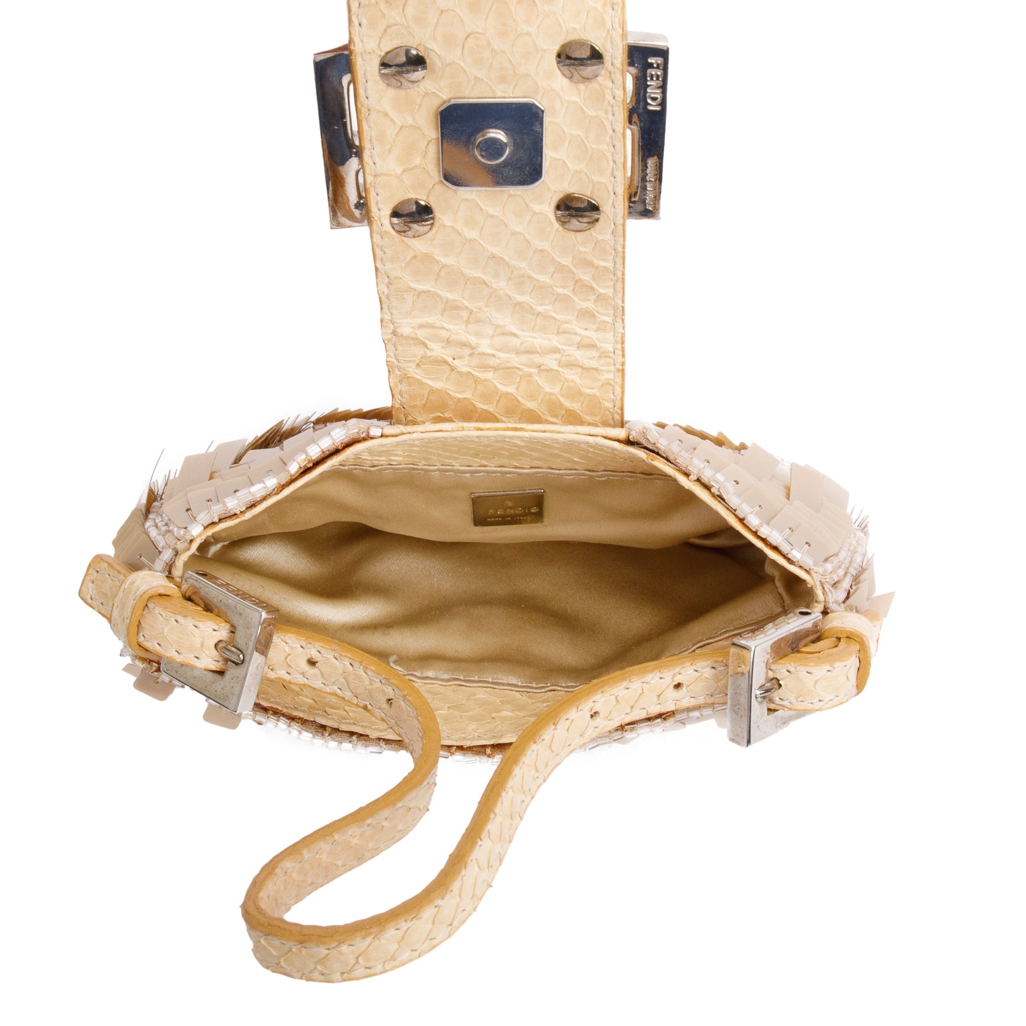 Fendi Neutral Python Sequin Baguette Micro Hobo Bag – OLIVER'S