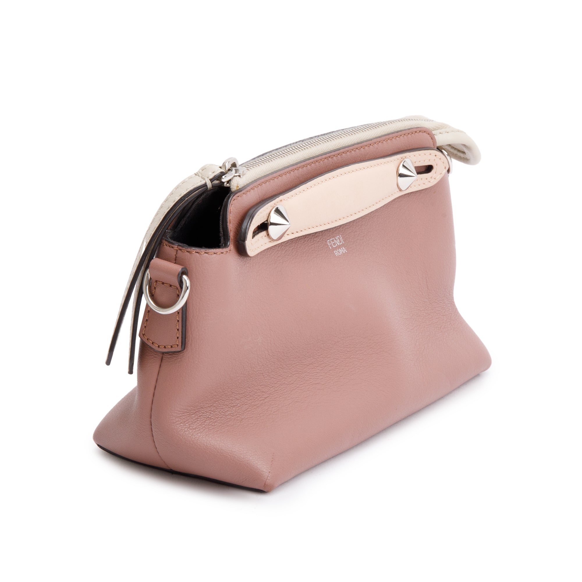 Fendi Neutral Vitello Dolce By the Way Mini Boston Bag w/ Strap
