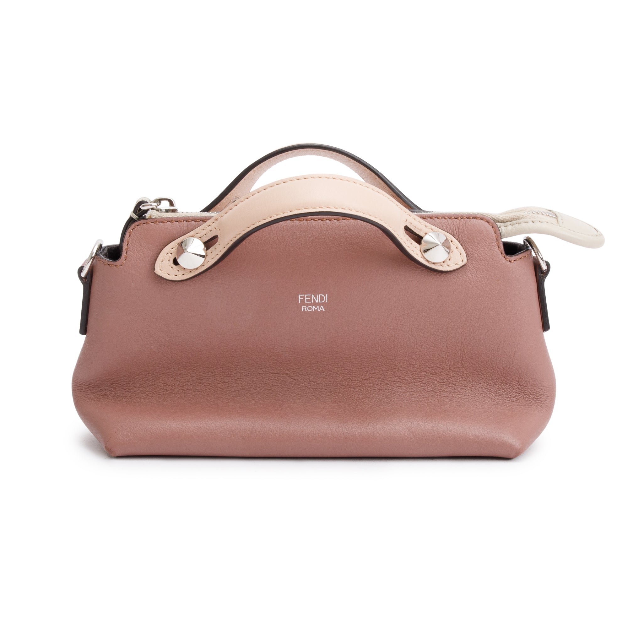 Fendi Neutral Vitello Dolce By the Way Mini Boston Bag w/ Strap