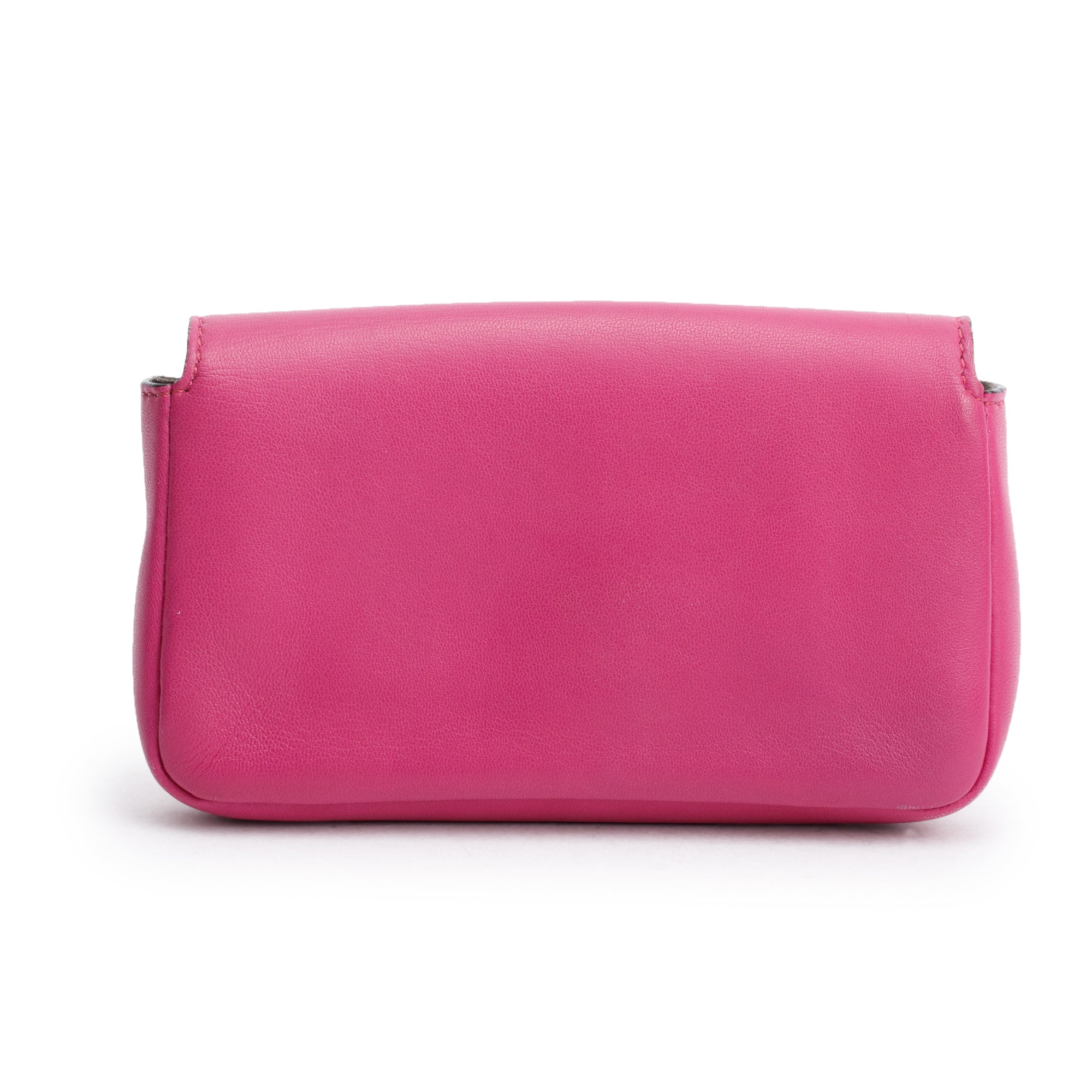 Fendi Pink Calfskin Leather Micro Baguette Bag