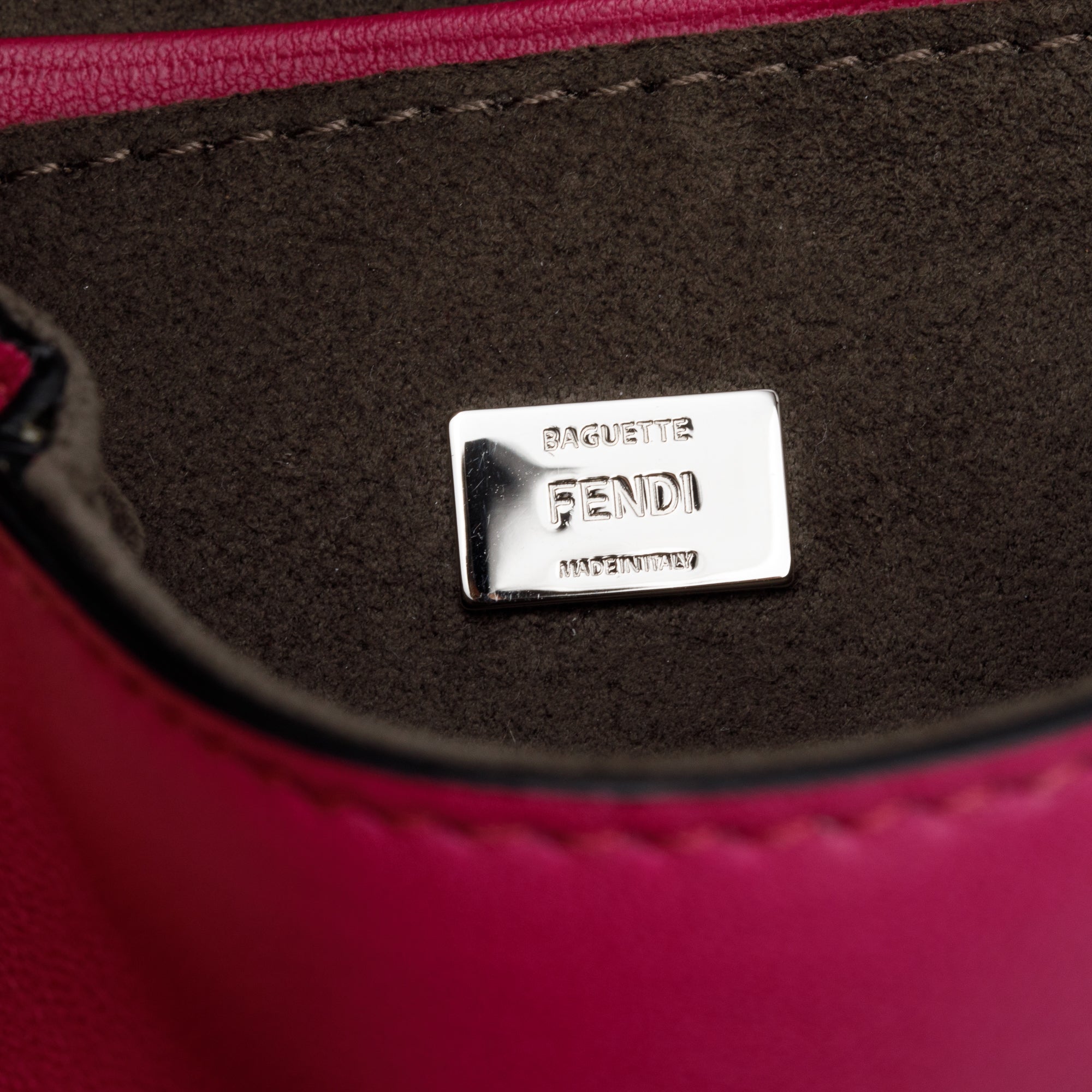 Fendi Pink Calfskin Leather Micro Baguette Bag