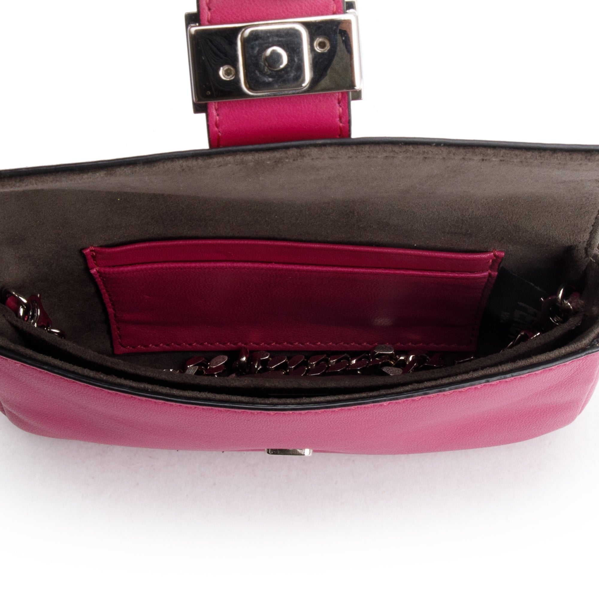 Fendi Pink Calfskin Leather Micro Baguette Bag