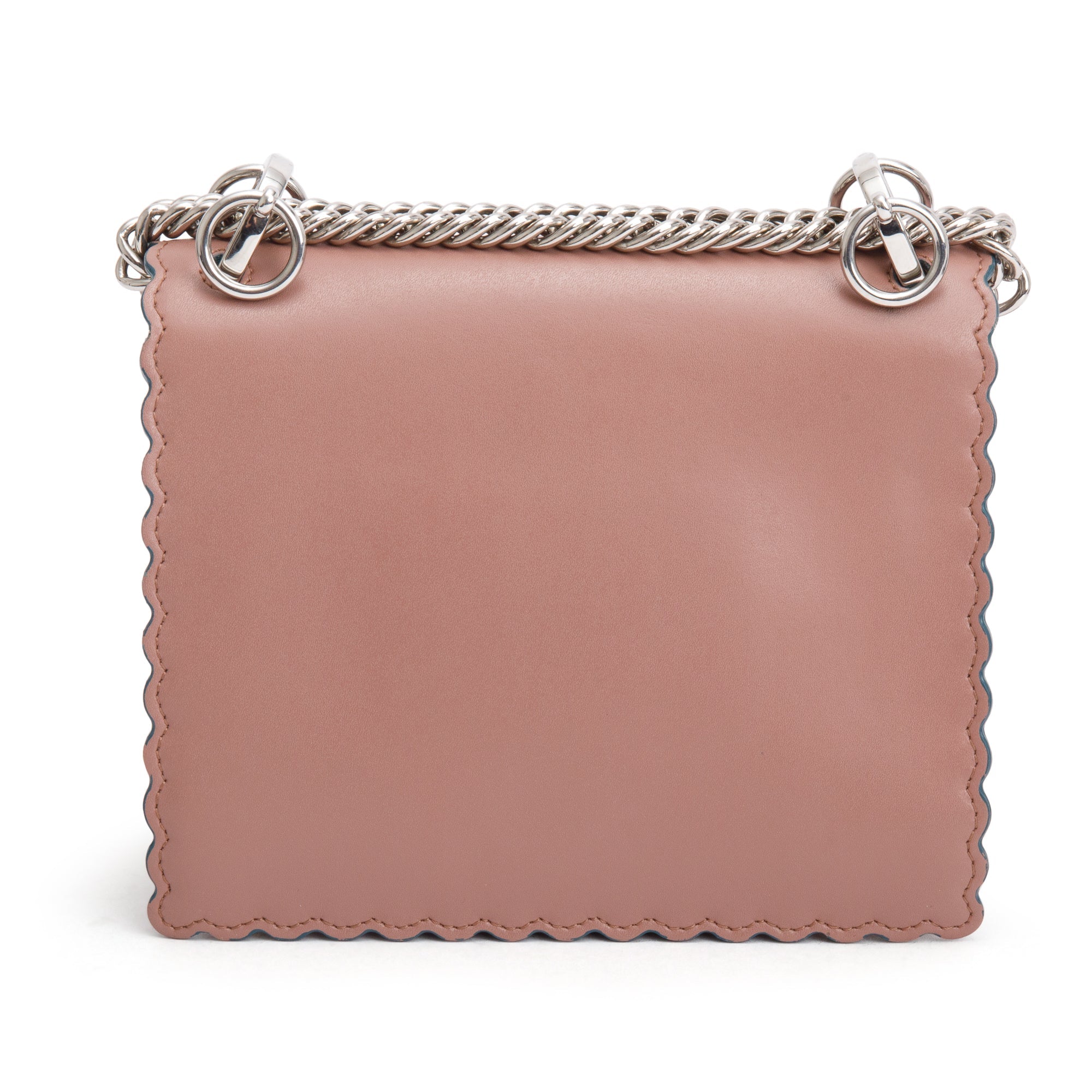 Fendi Pink Calfskin Leather Small Kan I Scallop Shoulder Bag