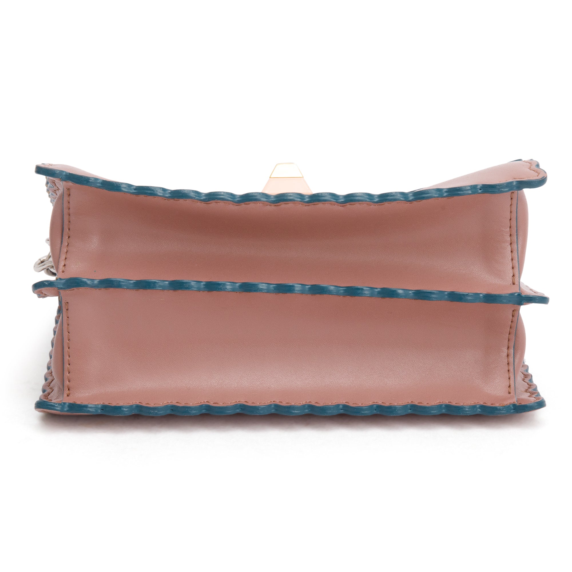 Fendi Pink Calfskin Leather Small Kan I Scallop Shoulder Bag