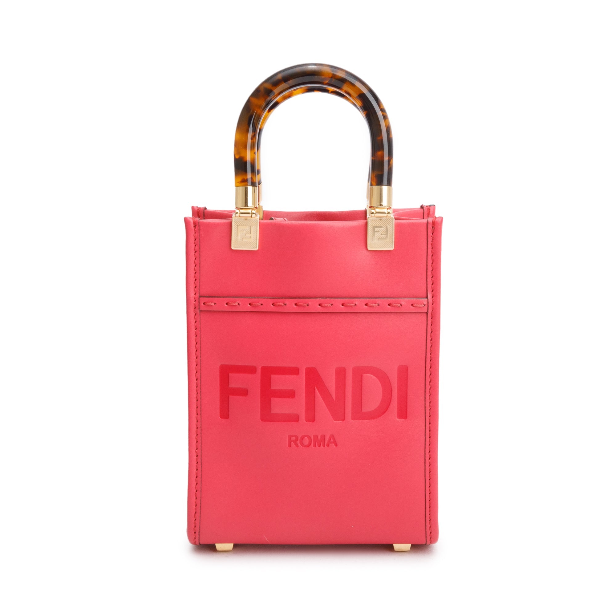 Fendi Pink Leather Mini Sunshine Shopper Tote