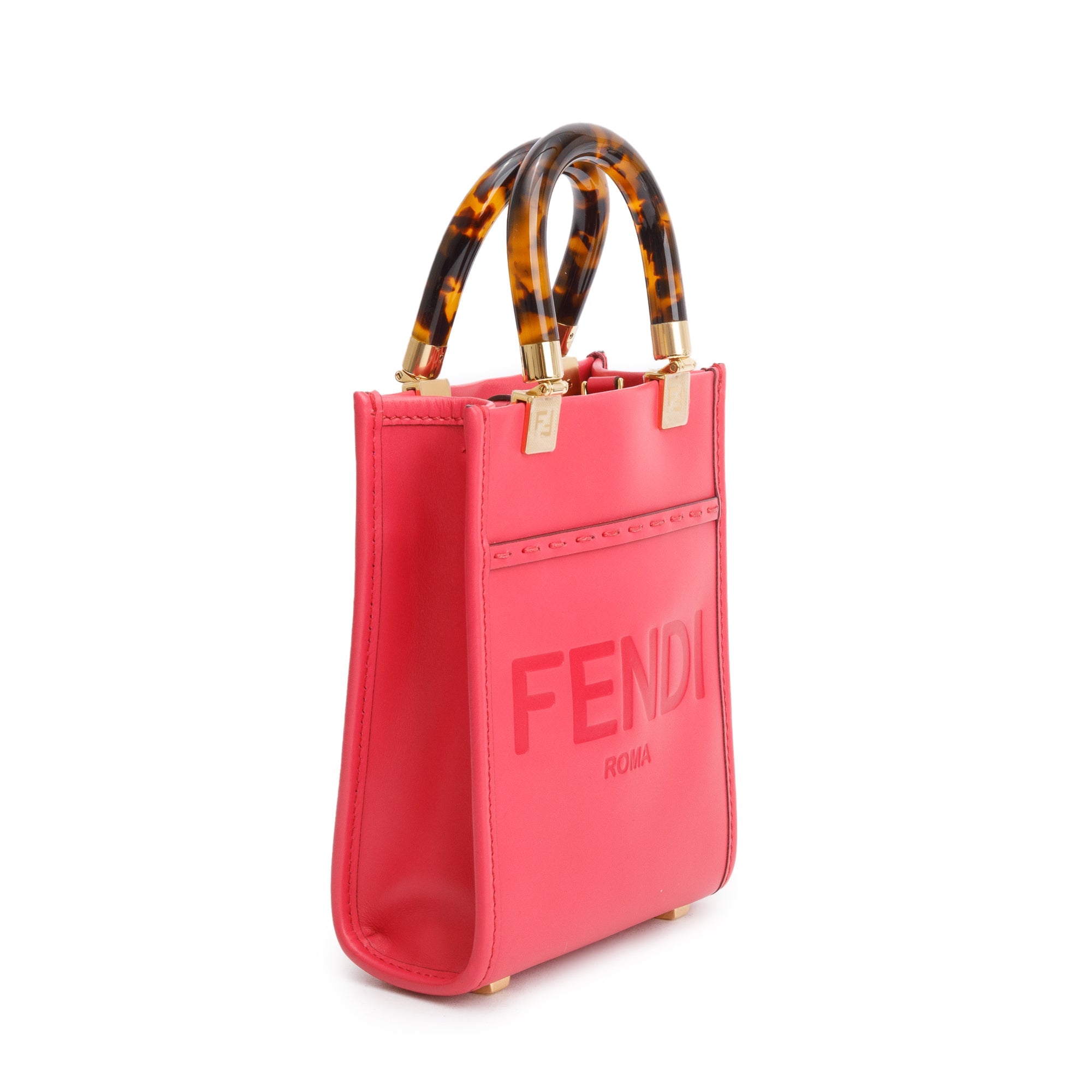 Fendi Pink Leather Mini Sunshine Shopper Tote
