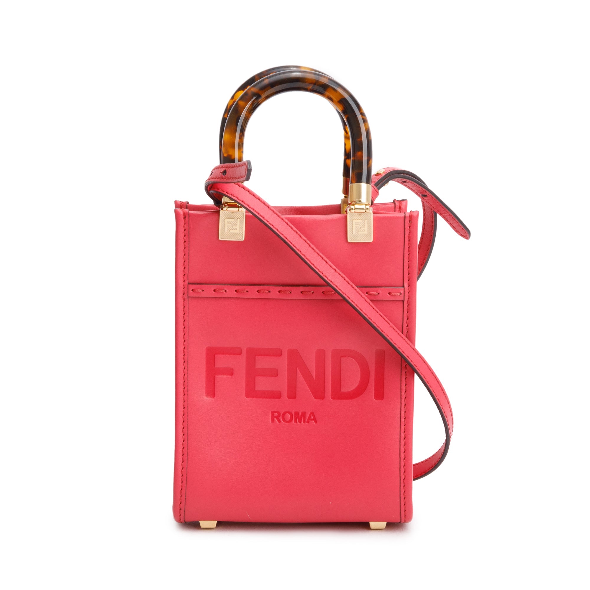 Fendi Pink Leather Mini Sunshine Shopper Tote