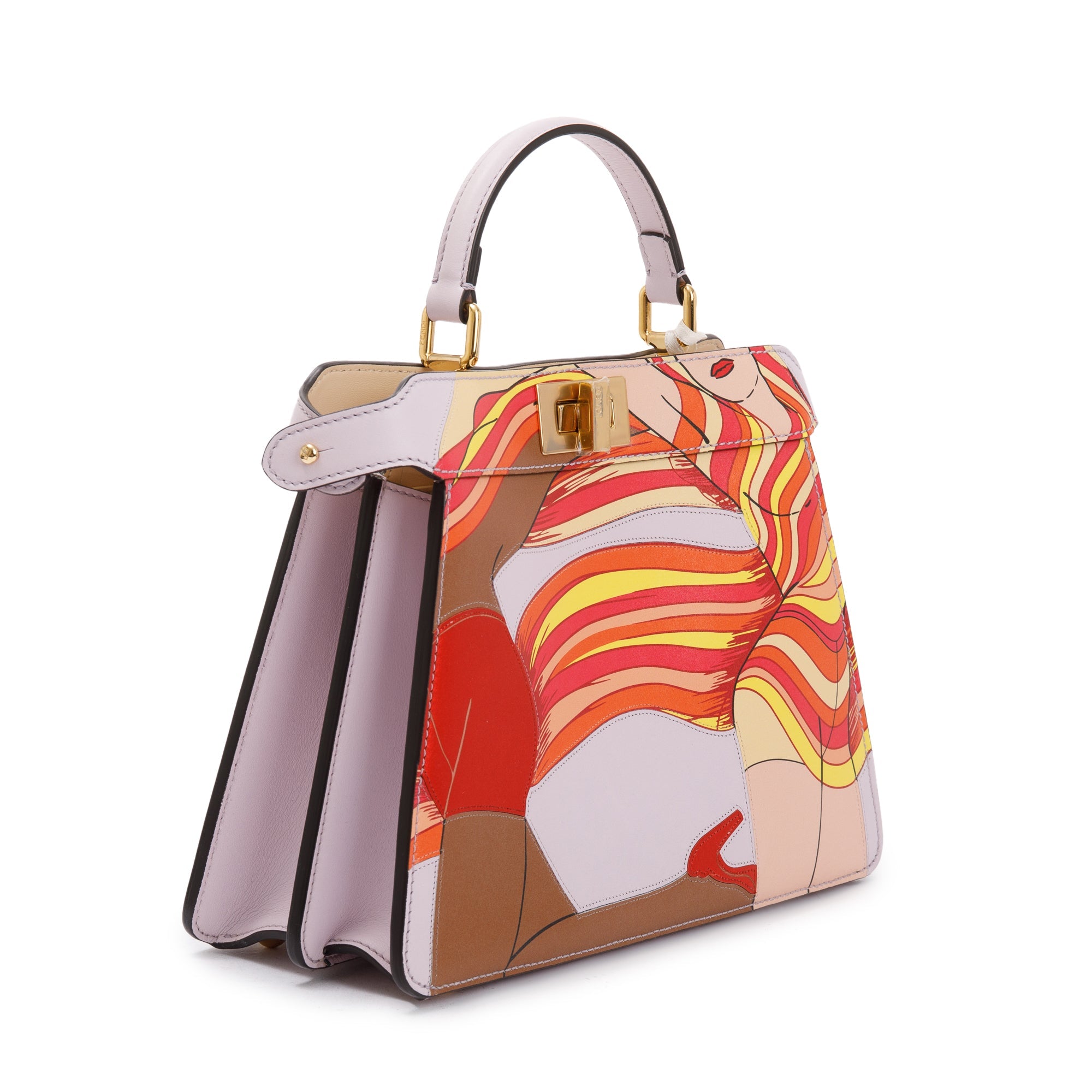 Fendi Pink Multicolor Bikini Girls Inlay Nappa Leather Small Peekaboo ISeeU Bag w/ Strap