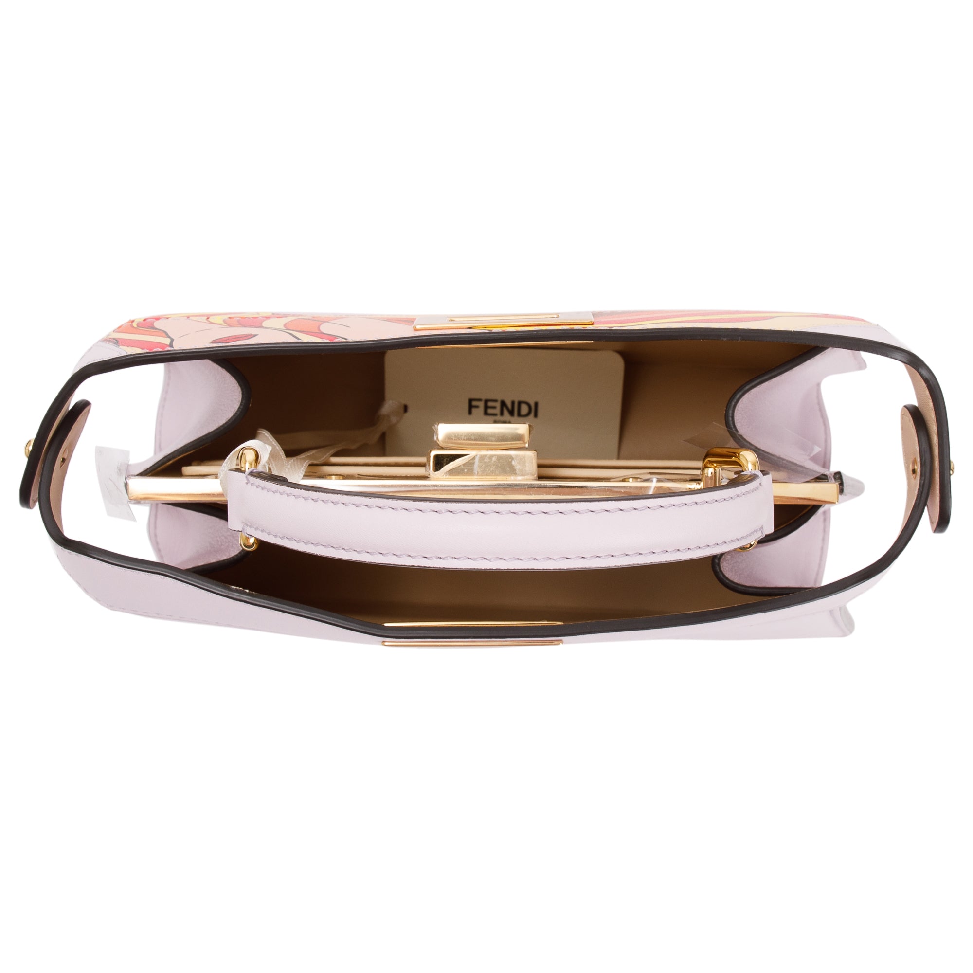 Fendi Pink Multicolor Bikini Girls Inlay Nappa Leather Small Peekaboo ISeeU Bag w/ Strap