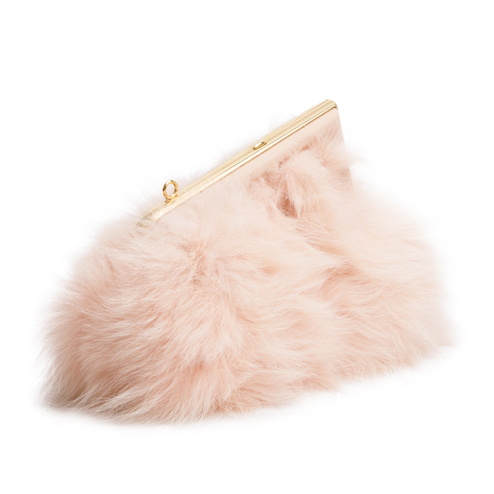 Fendi Pink Nappa Leather Fox Fur Small Fendi First Bag w/ Strap & Box