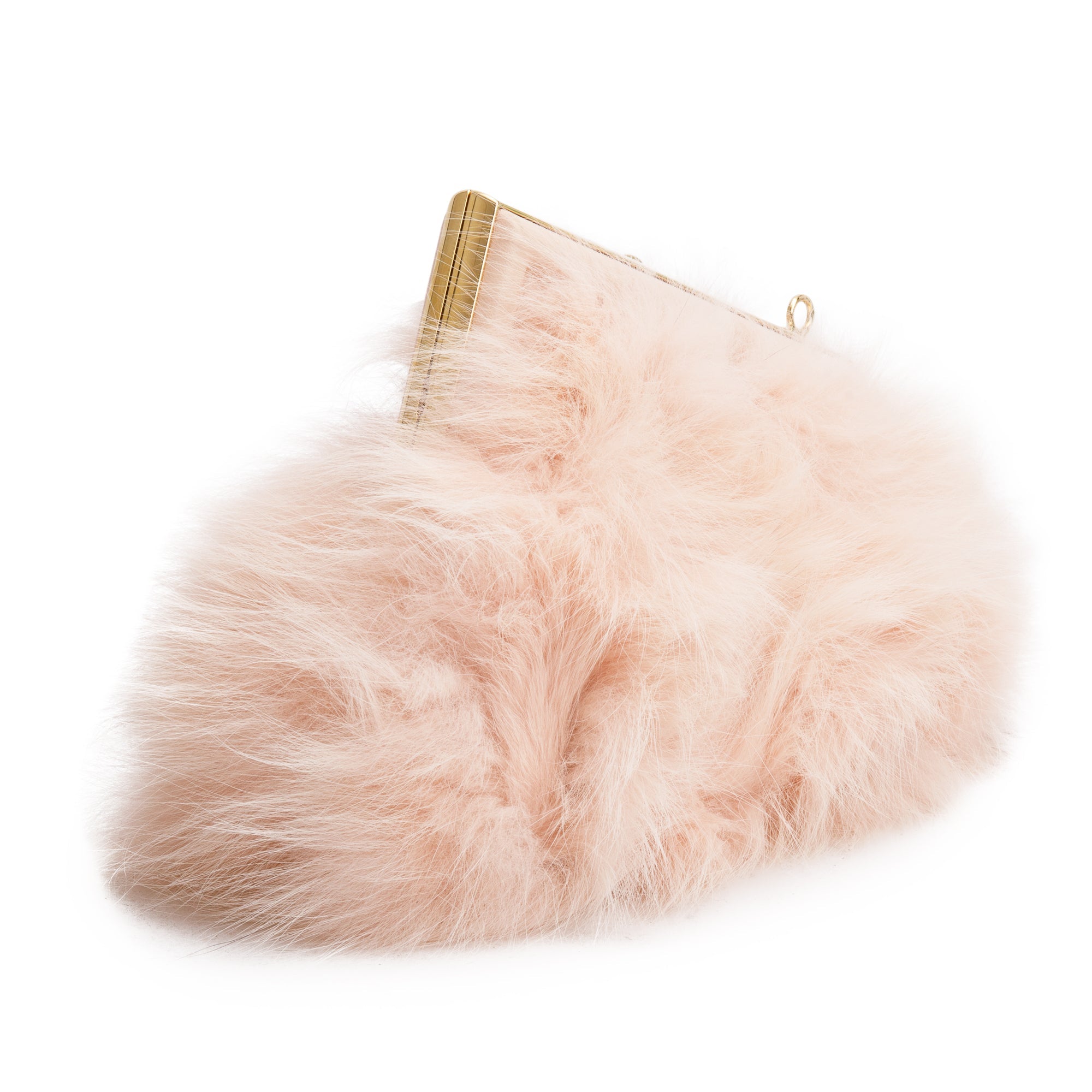 Fendi Pink Nappa Leather Fox Fur Small Fendi First Bag w/ Strap & Box