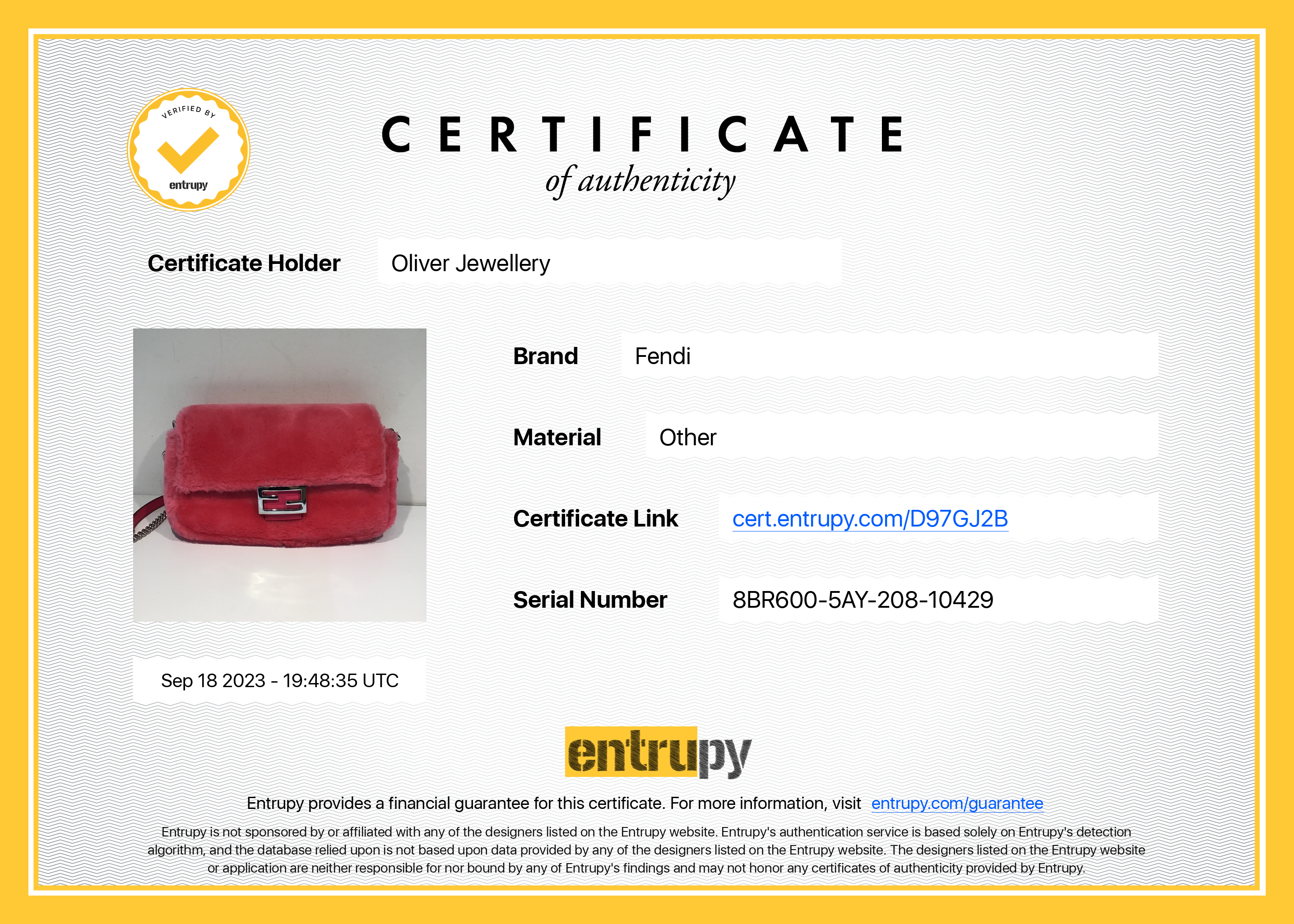 Fendi Pink Shearling Baguette NM Shoulder Bag