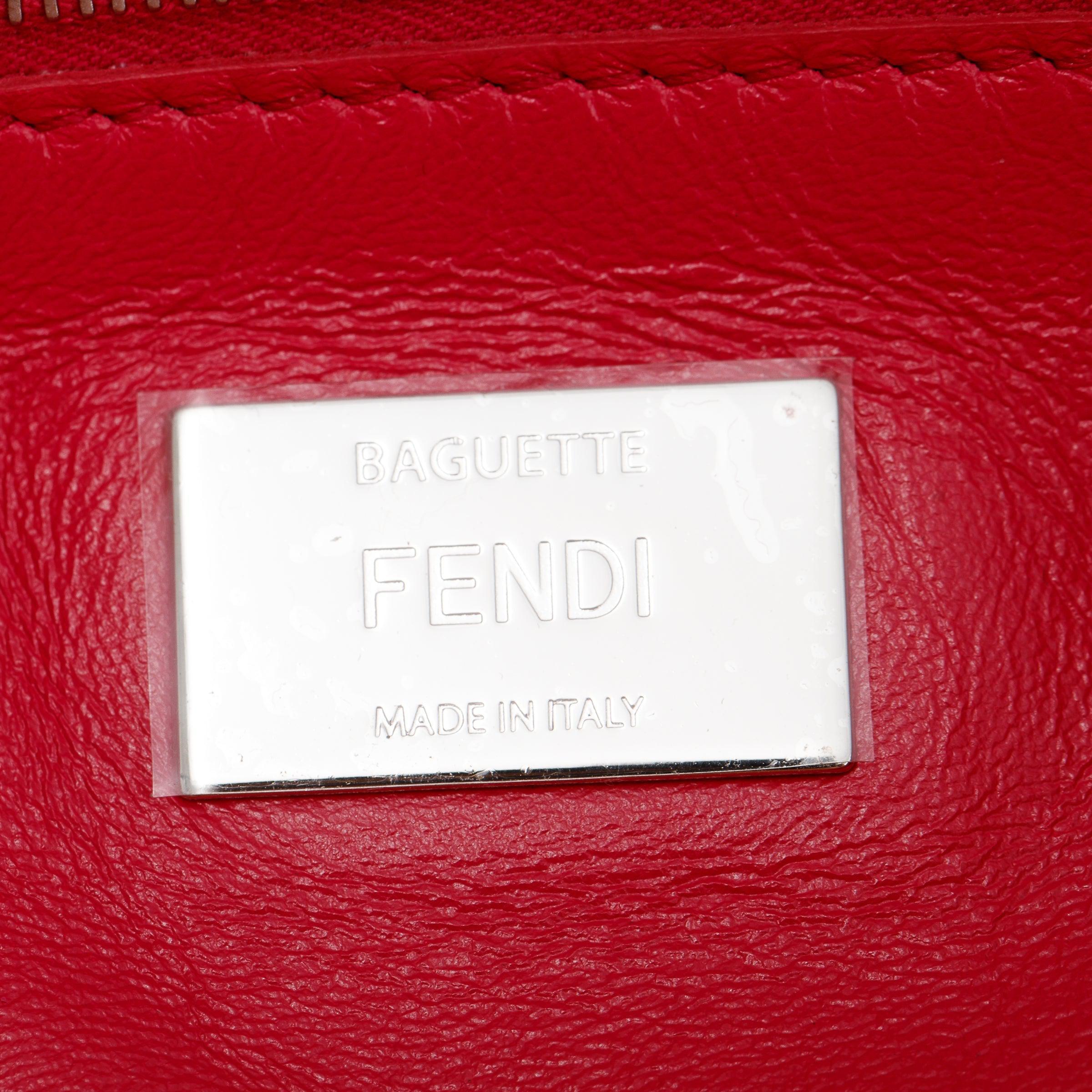 Fendi Pink Shearling Baguette NM Shoulder Bag