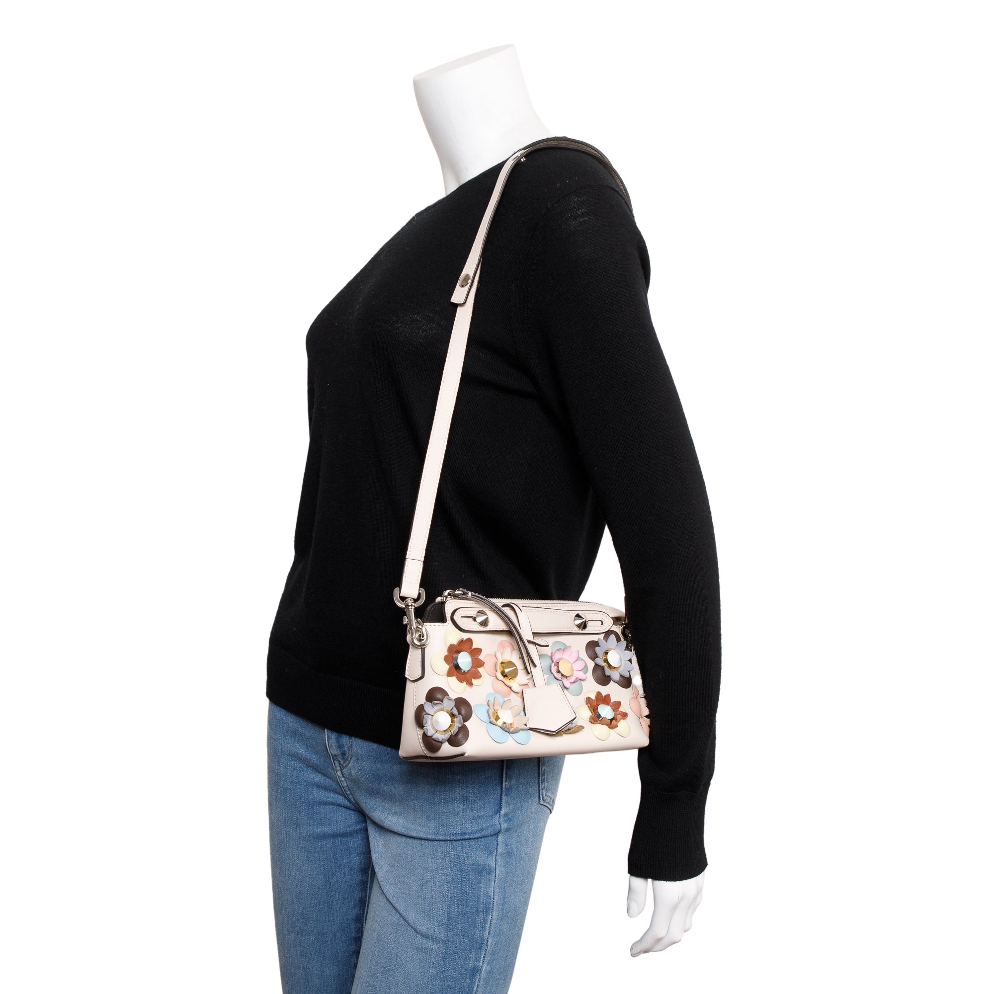 Fendi Pink Vitello Dolce Flowerland By the Way Mini Boston Bag w/ Strap