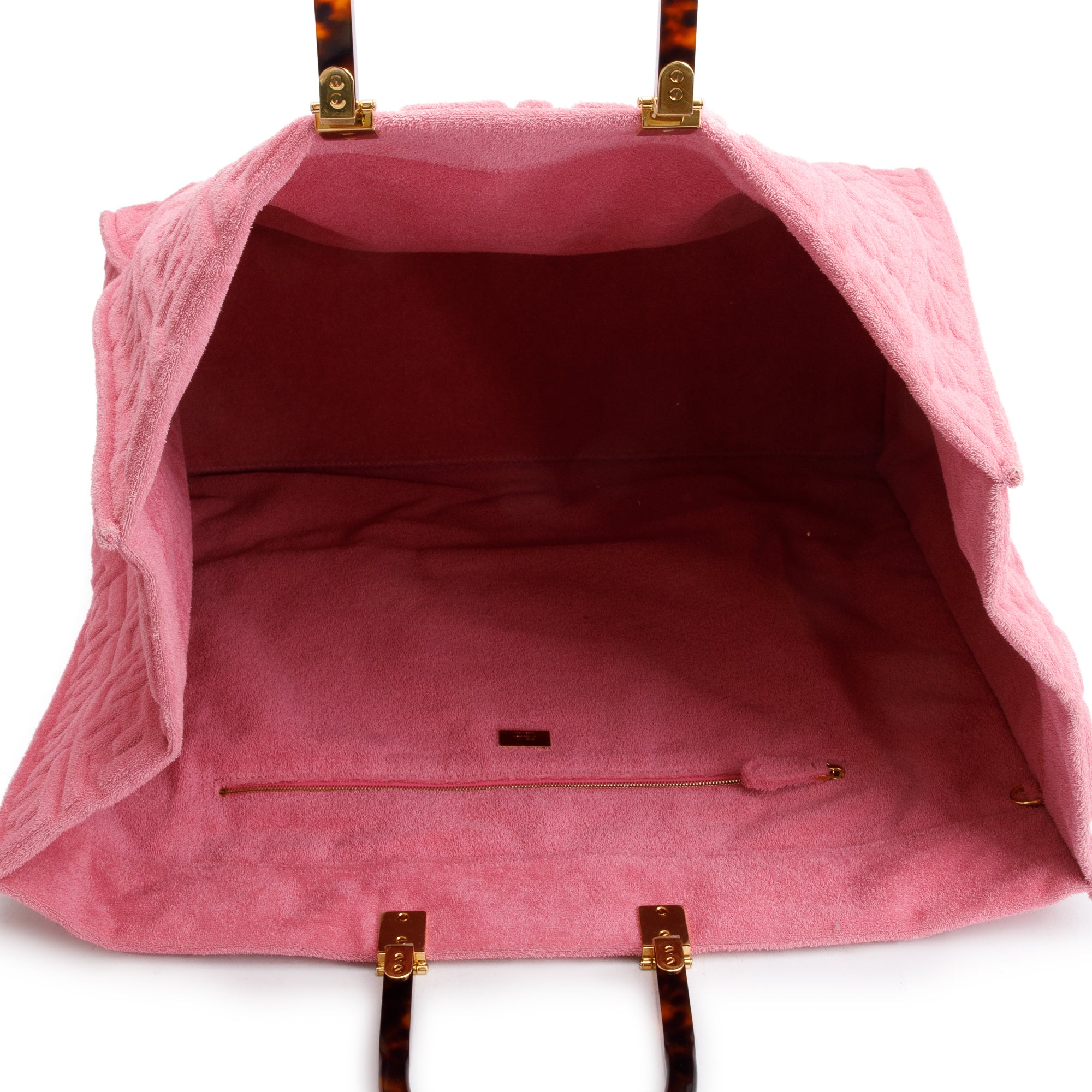 Fendi Pink XL FF Zucca Terry Cloth Sunshine Shopper Tote