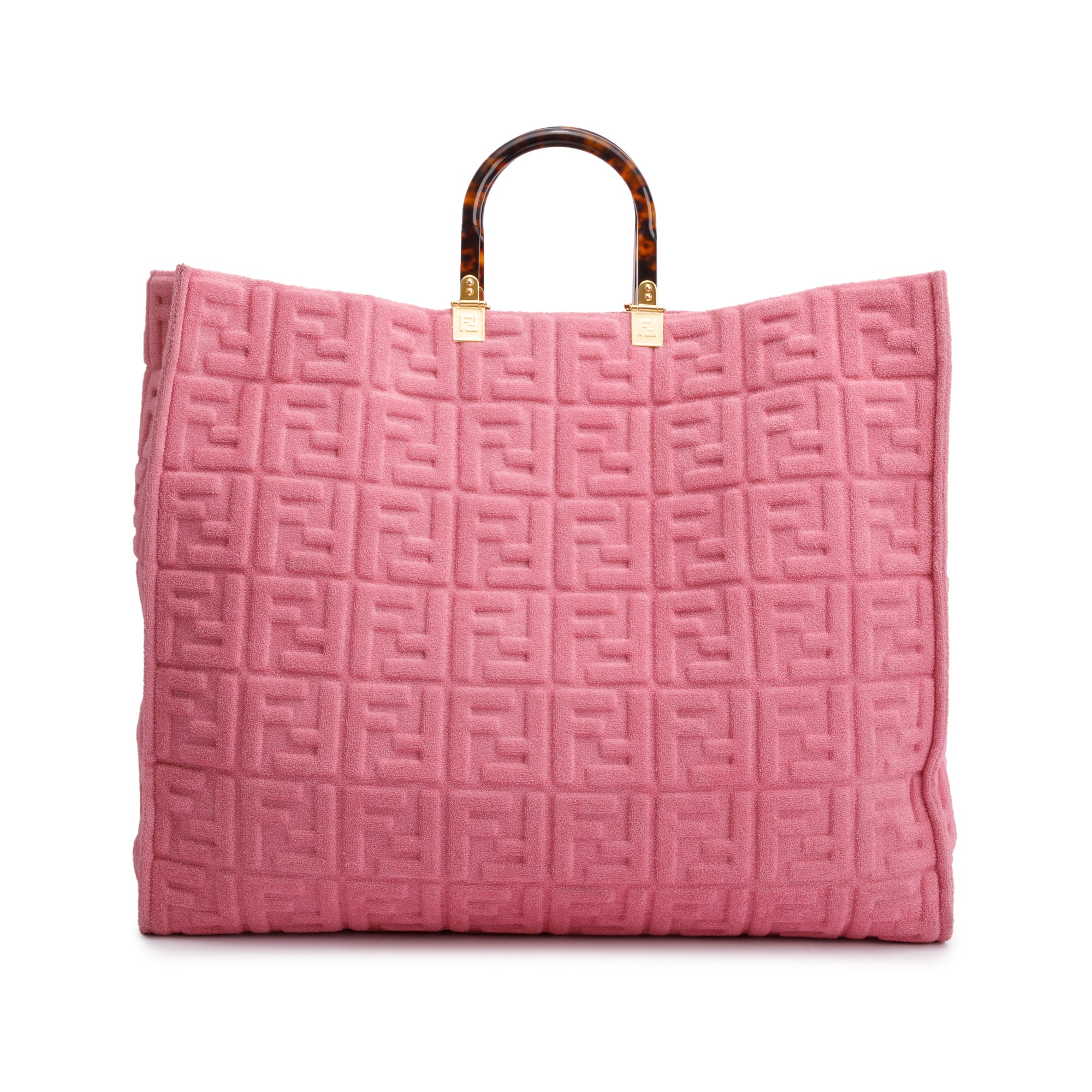 Fendi Pink XL FF Zucca Terry Cloth Sunshine Shopper Tote