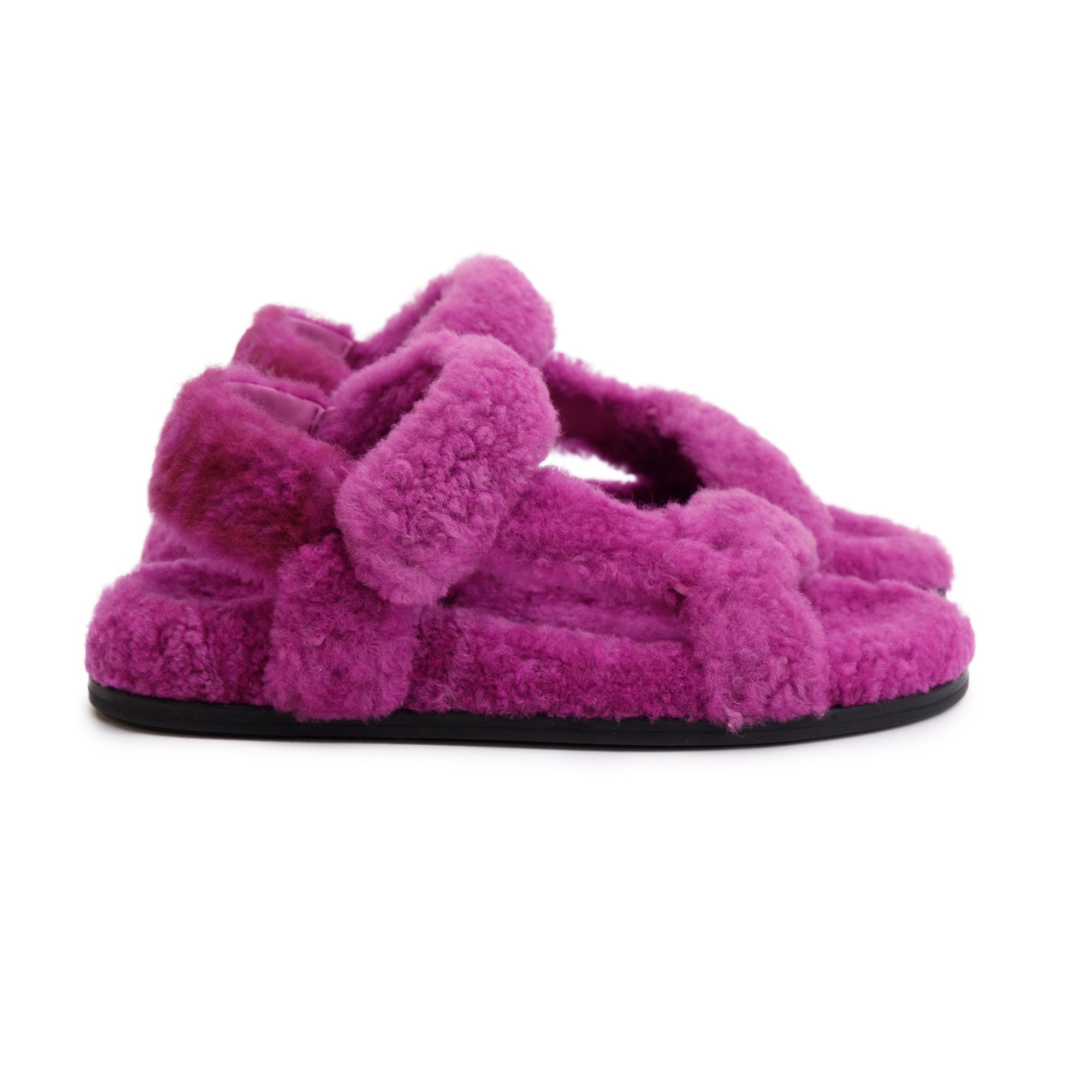 Fendi Purple Fur Fendi Feel Sandals, Size 36.5 w/ Box