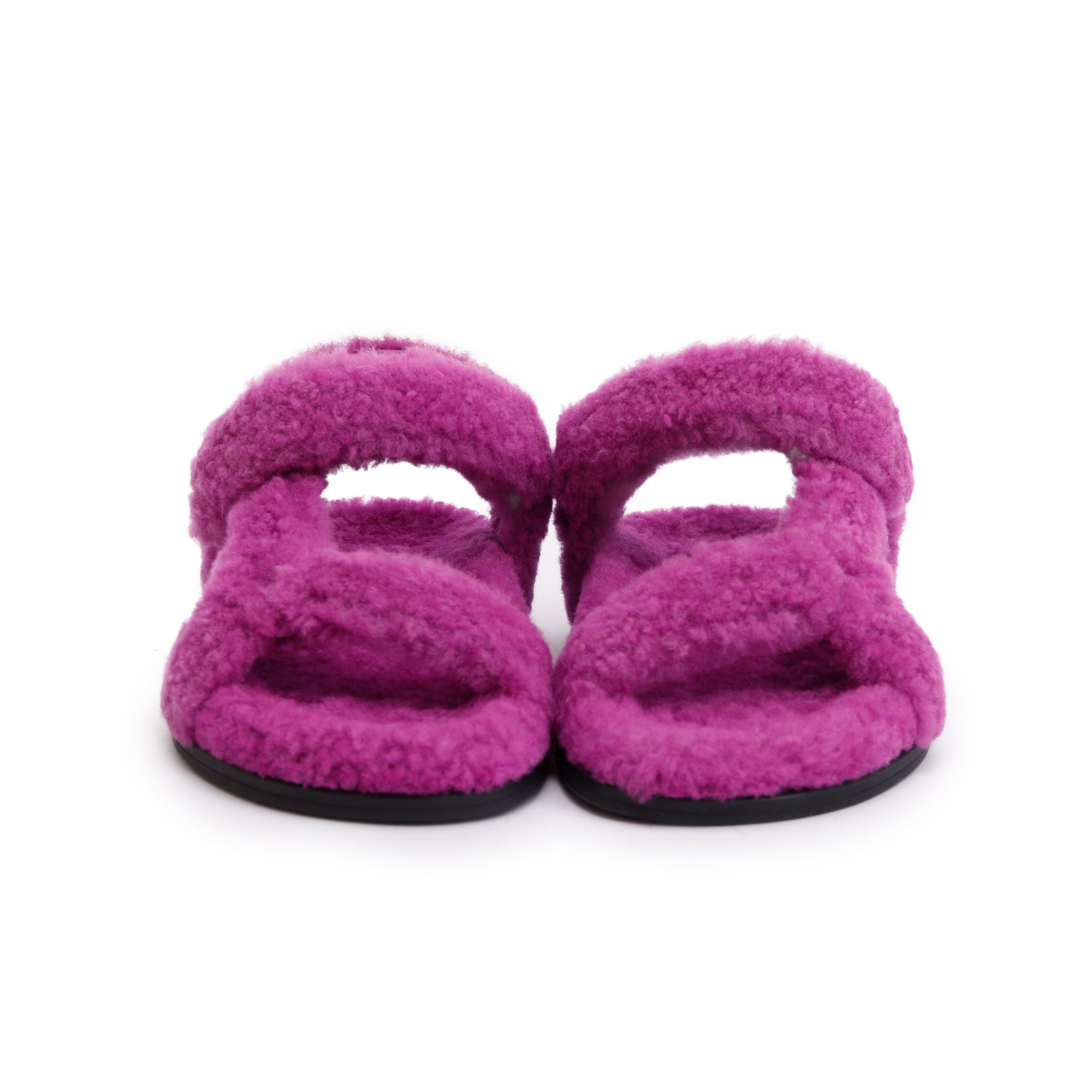 Fendi Purple Fur Fendi Feel Sandals, Size 36.5 w/ Box