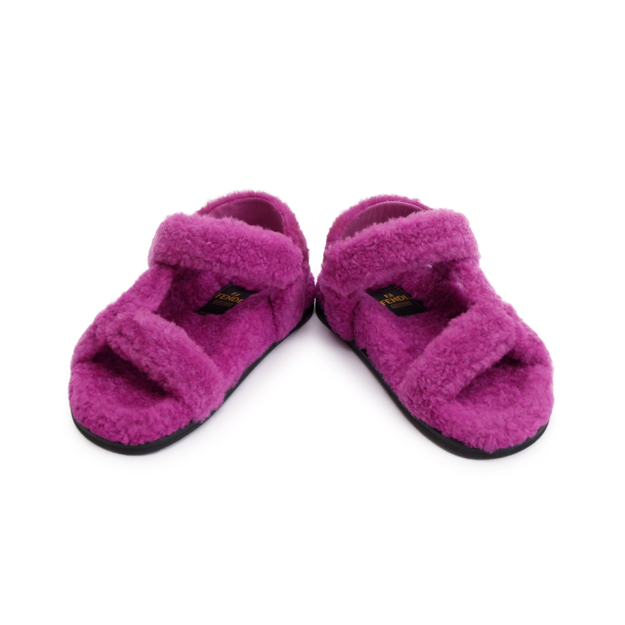 Fendi Purple Fur Fendi Feel Sandals, Size 36.5 w/ Box